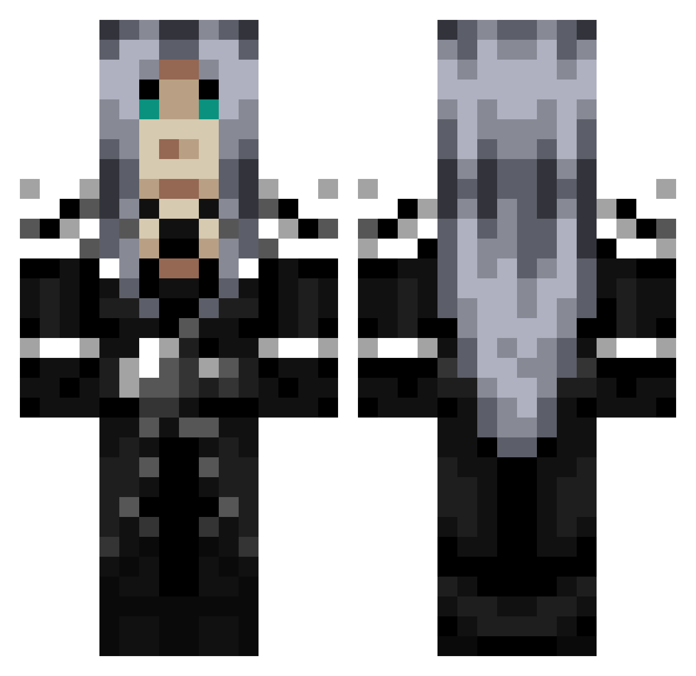 HWHateAcc Minecraft skin, front and back view