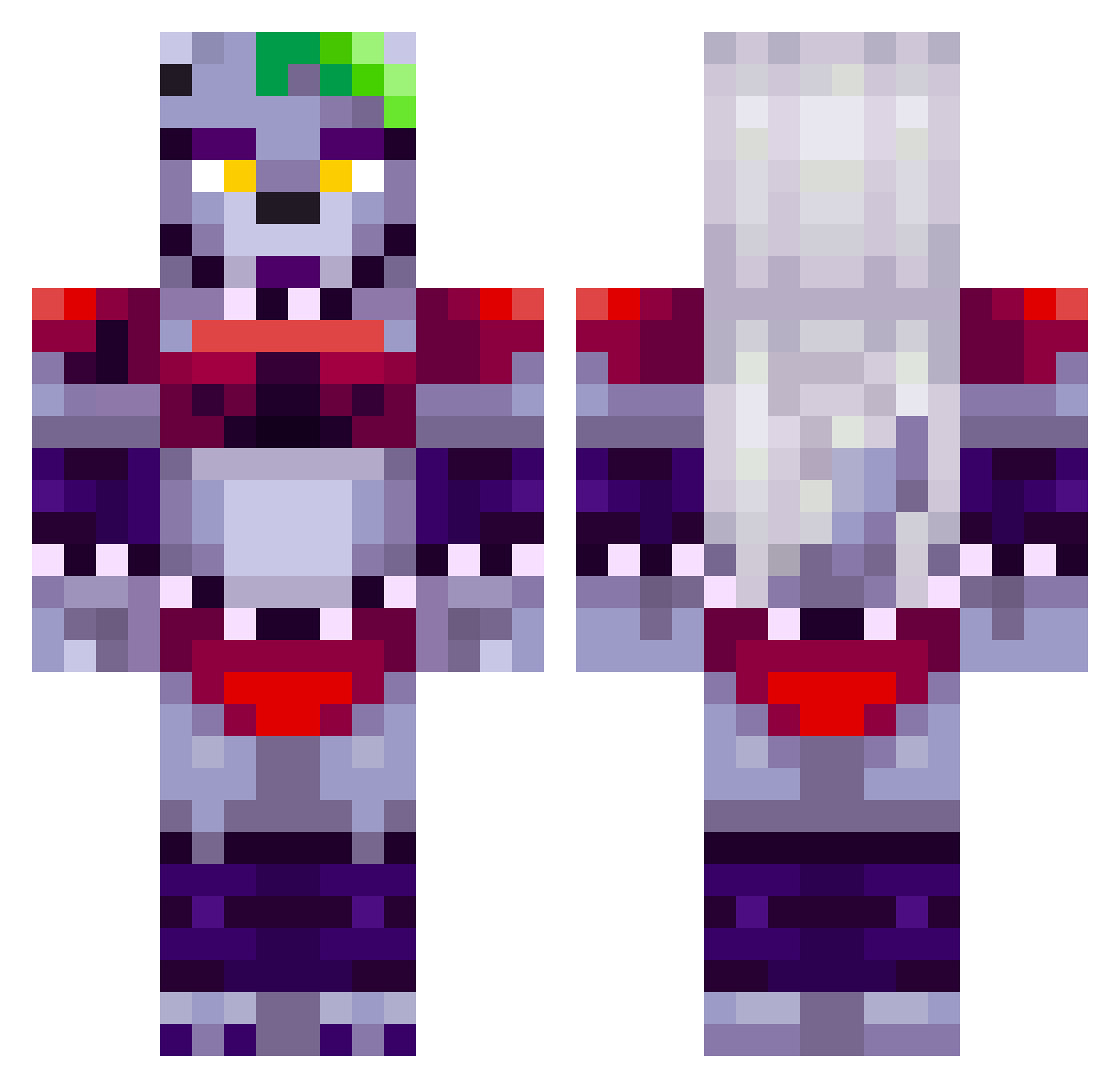 PrettyPrincezz Minecraft skin, front and back view