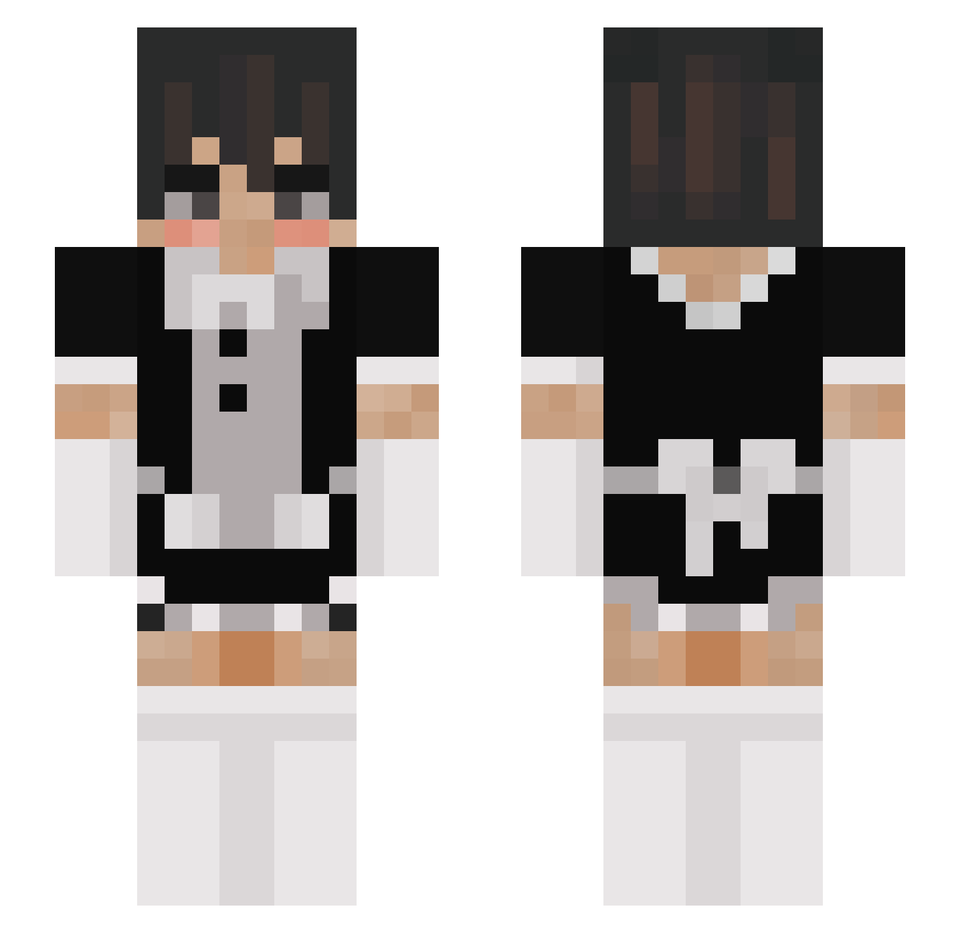 Burnedead Minecraft skin, front and back view
