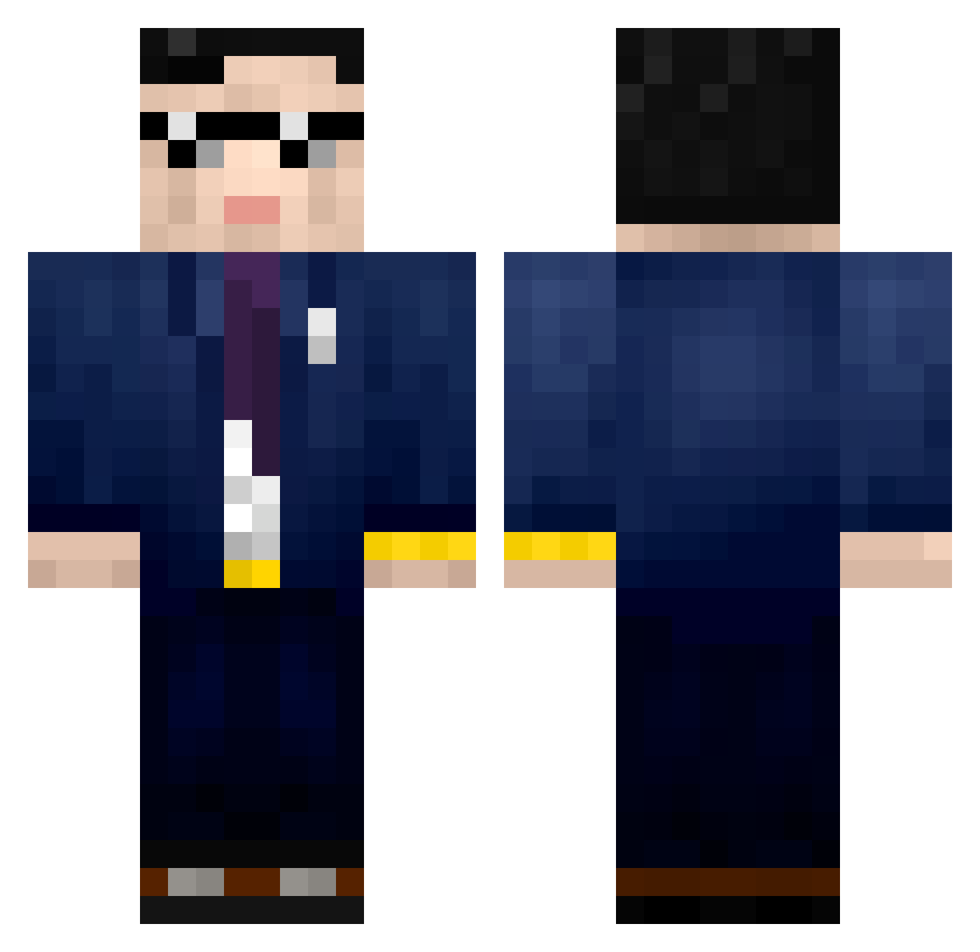 Xenz Minecraft skin, front and back view