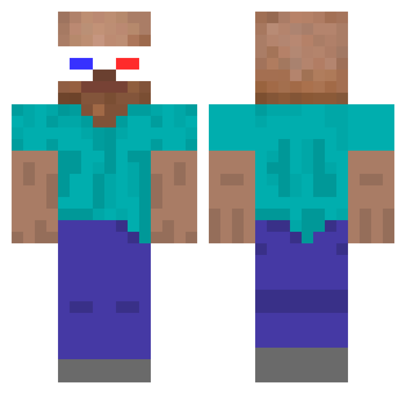 Dispectz Minecraft skin, front and back view