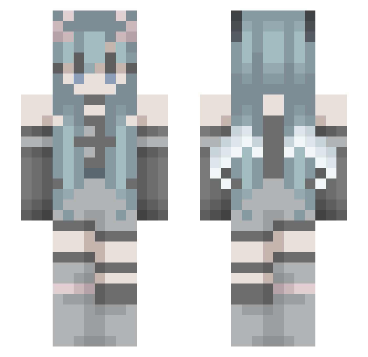 NotSoupVR Minecraft skin, front and back view