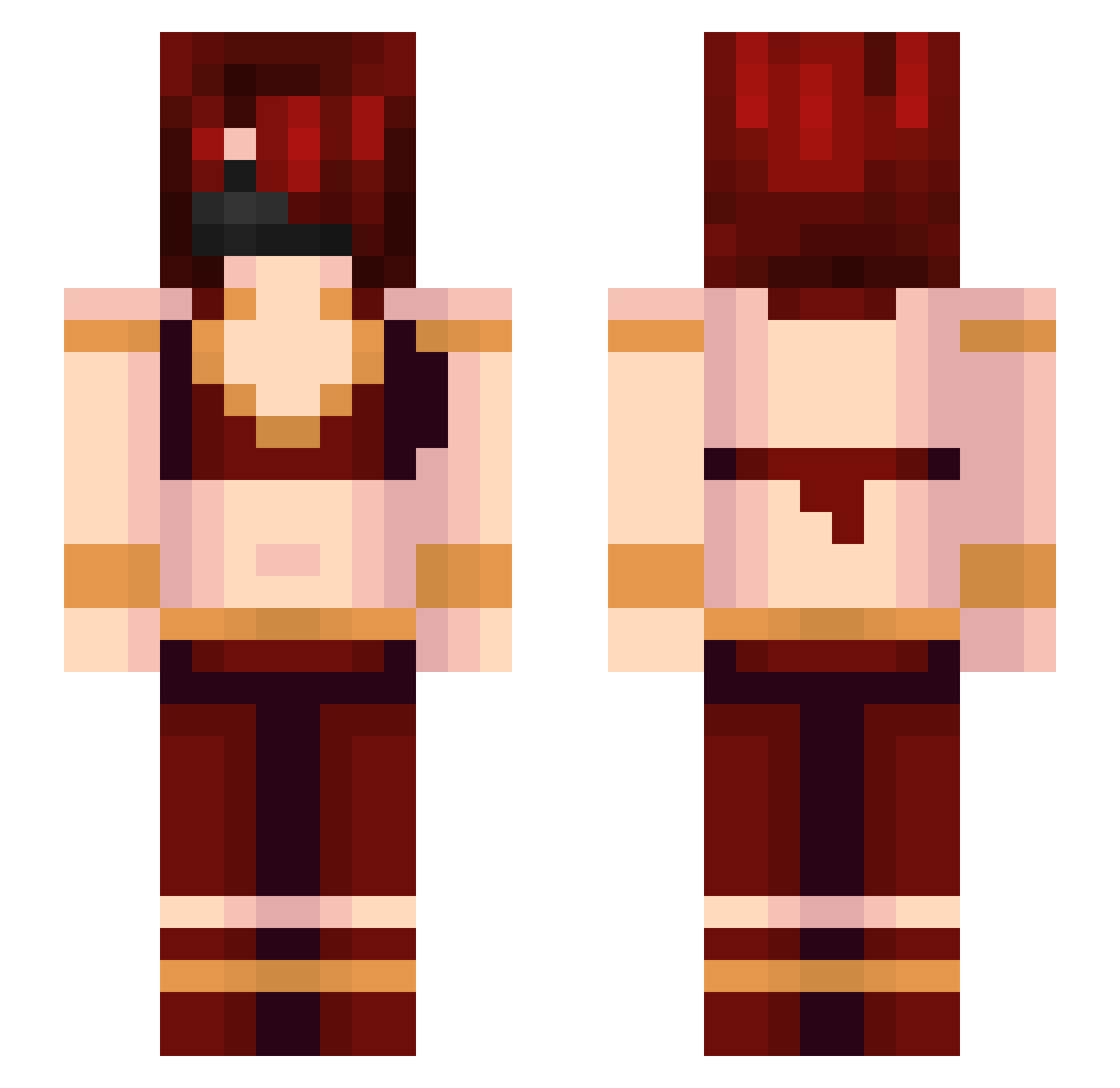 JadeMire Minecraft skin, front and back view