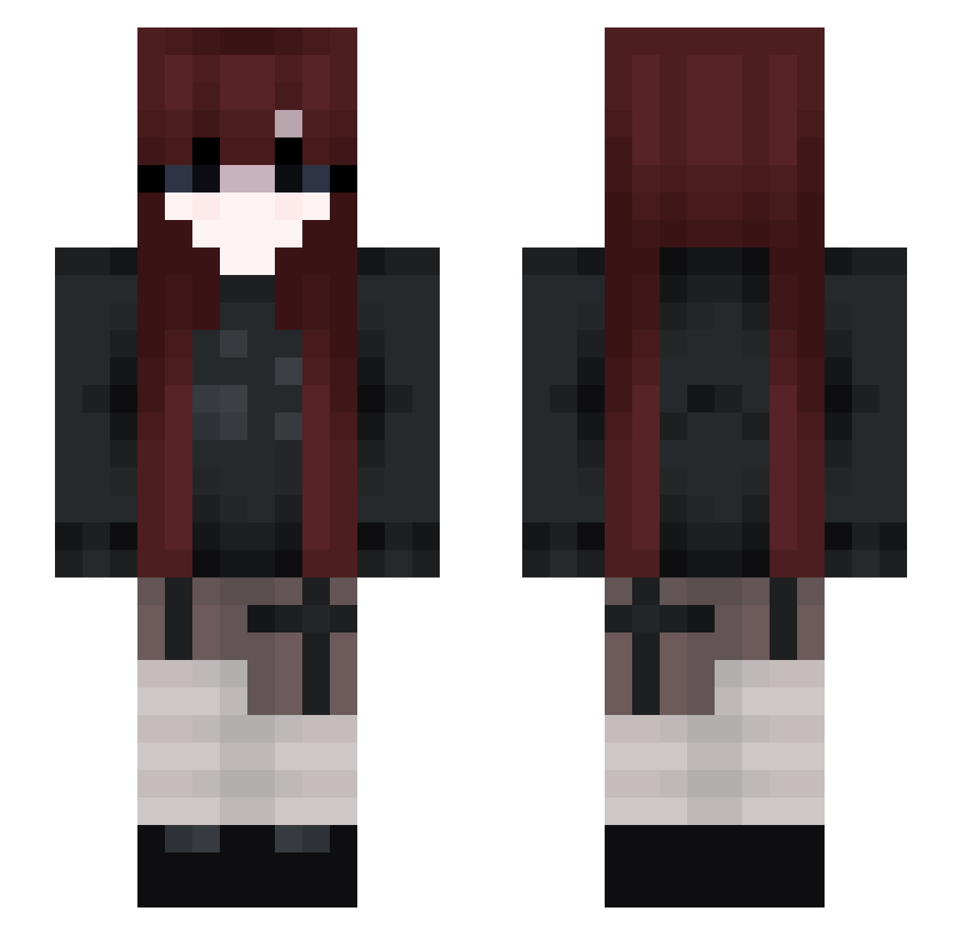 elizavix Minecraft skin, front and back view