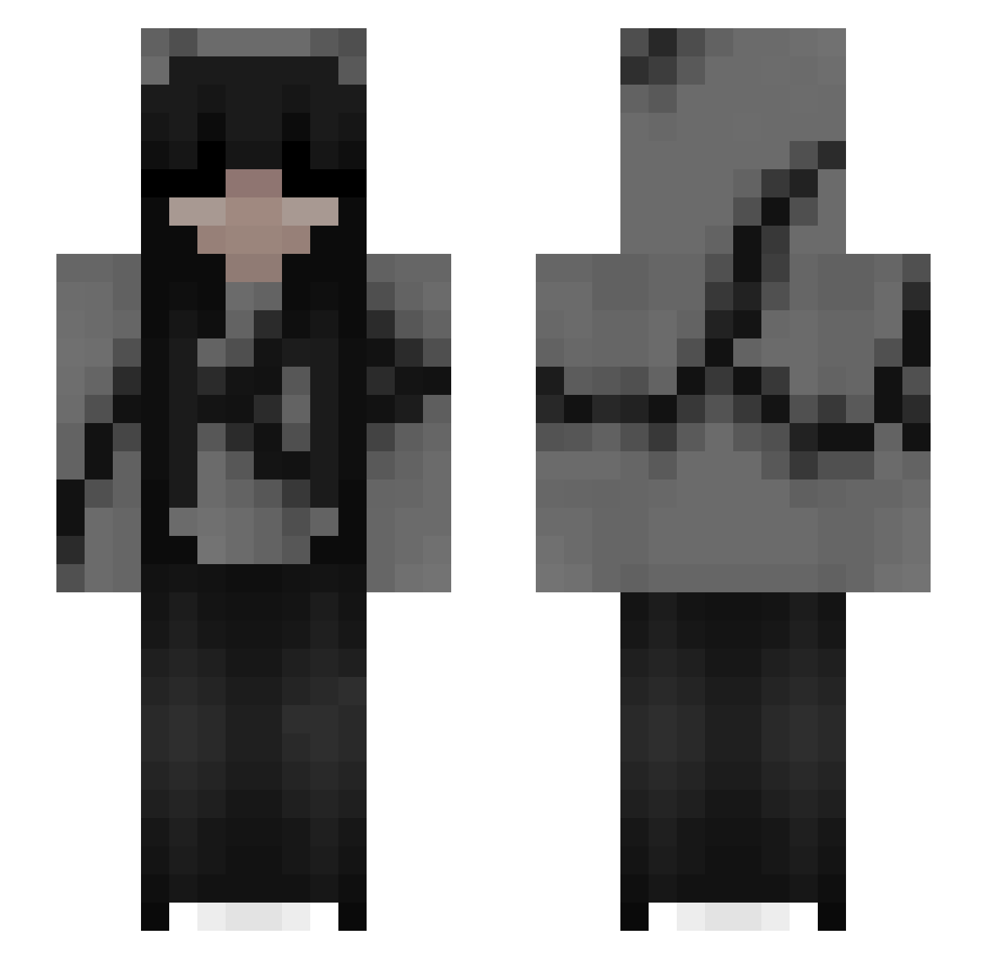 MissYuno Minecraft skin, front and back view