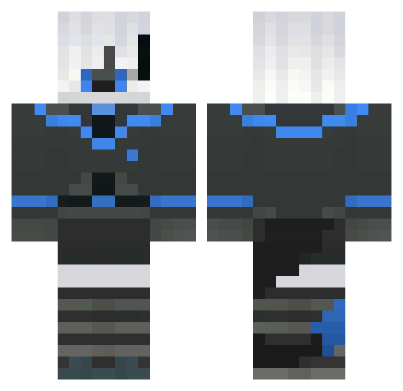 SnowNyrix Minecraft skin, front and back view