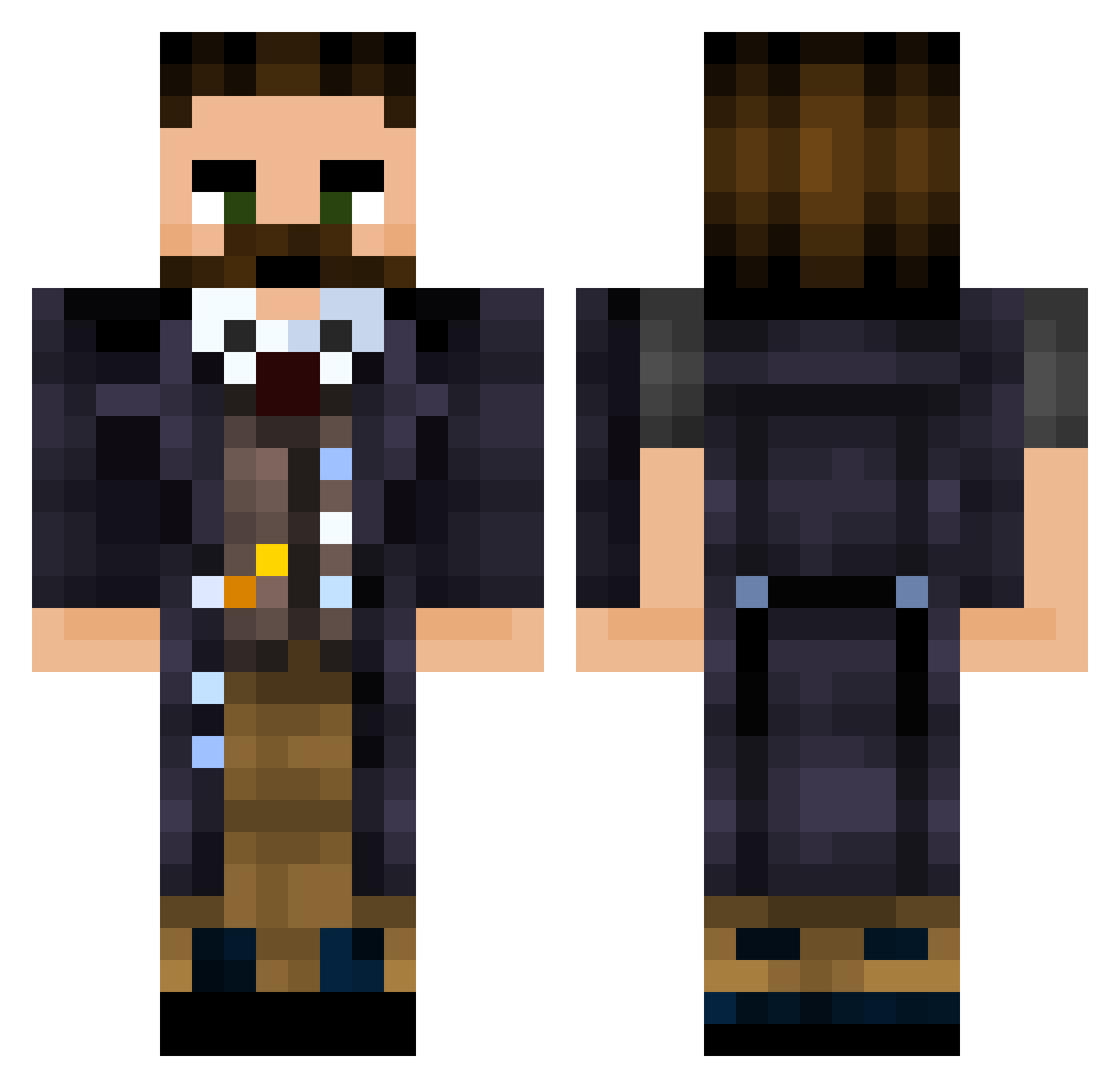JmsBooth Minecraft skin, front and back view