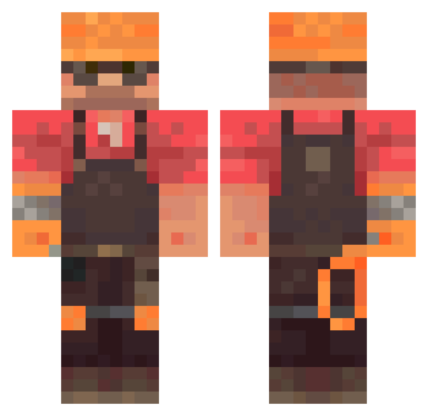 Quinnos Minecraft skin, front and back view