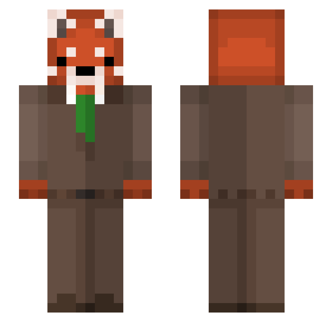 Prinky Minecraft skin, front and back view
