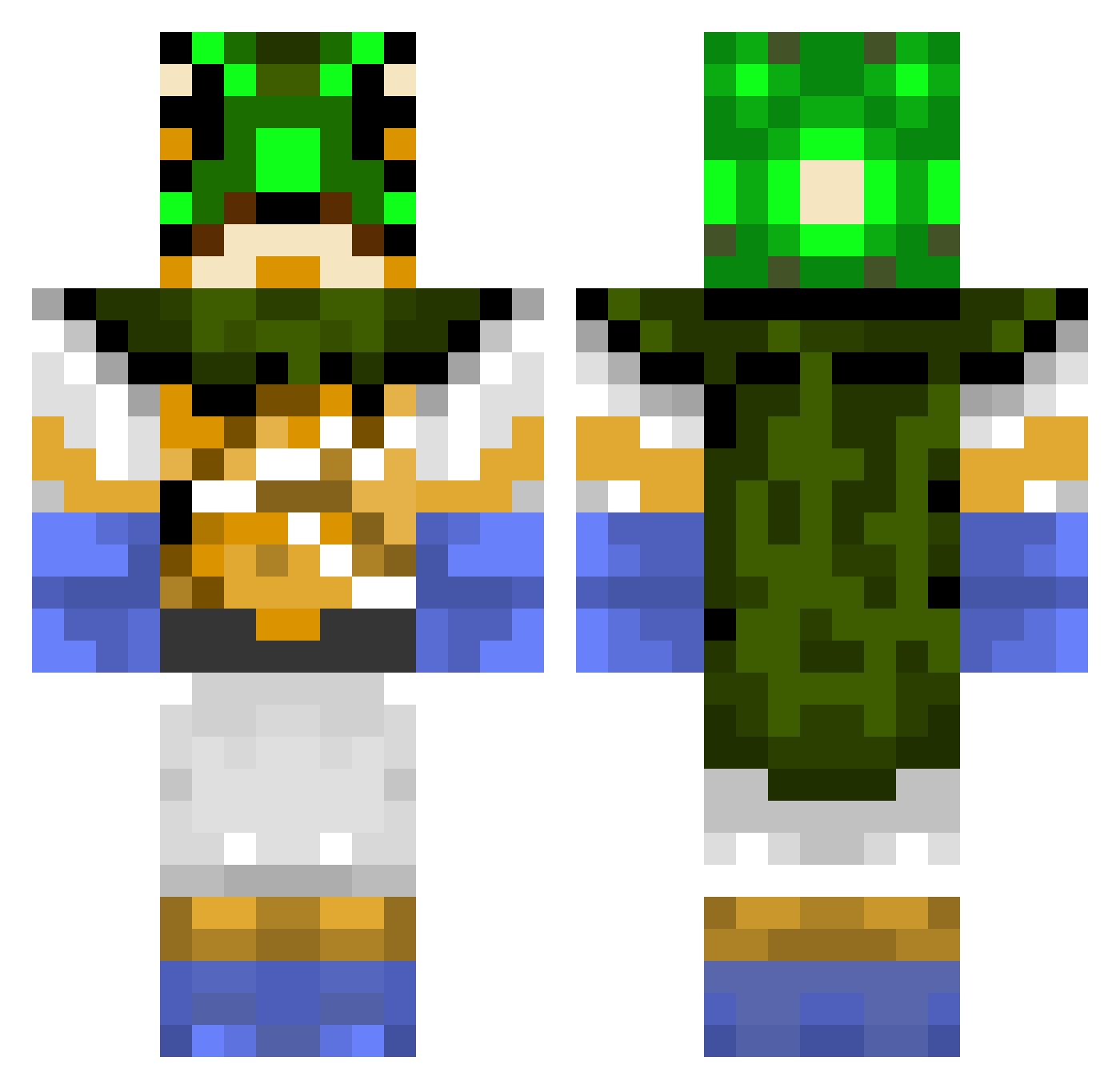 notspipp Minecraft skin, front and back view