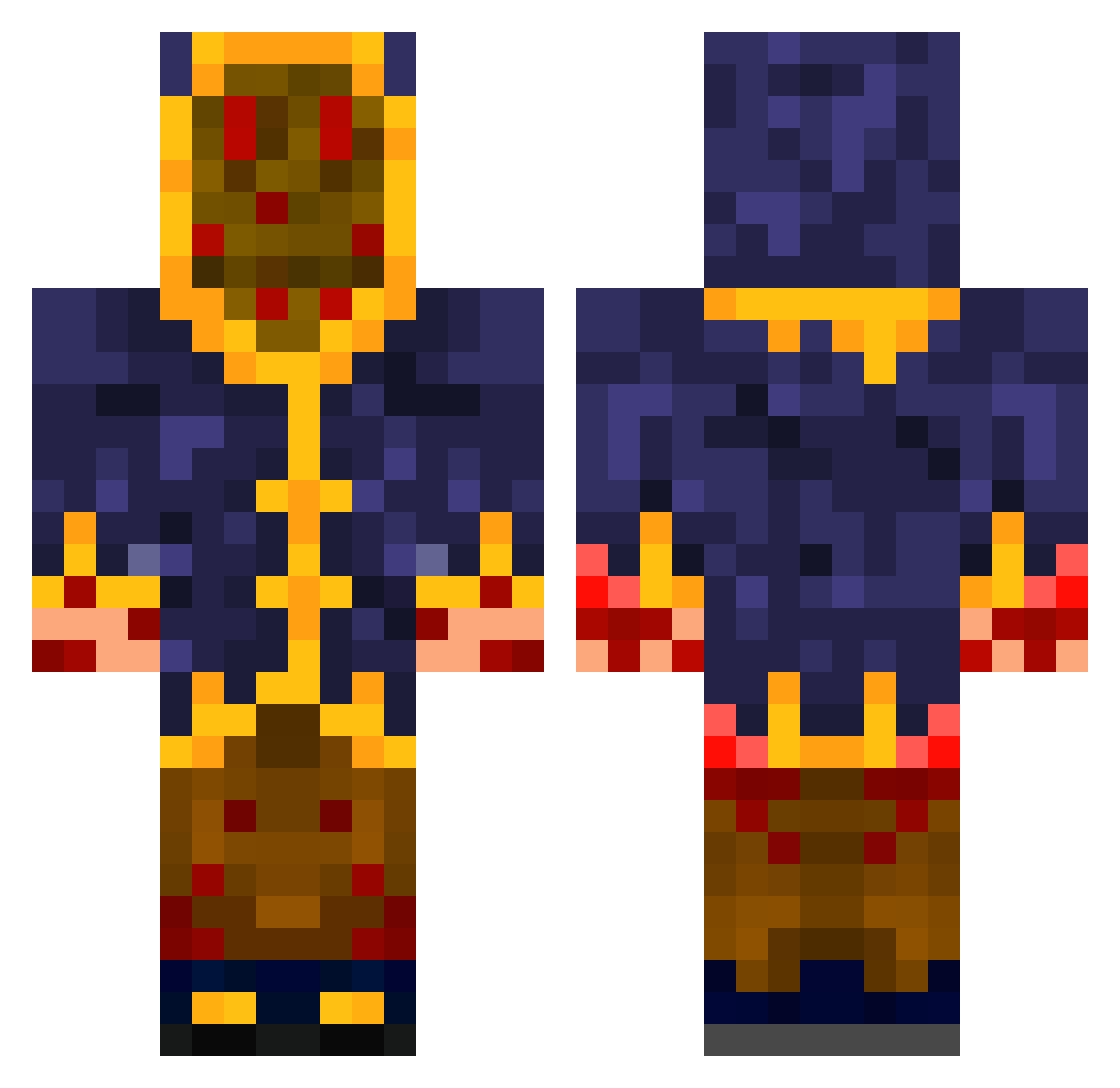 xShooting Minecraft skin, front and back view