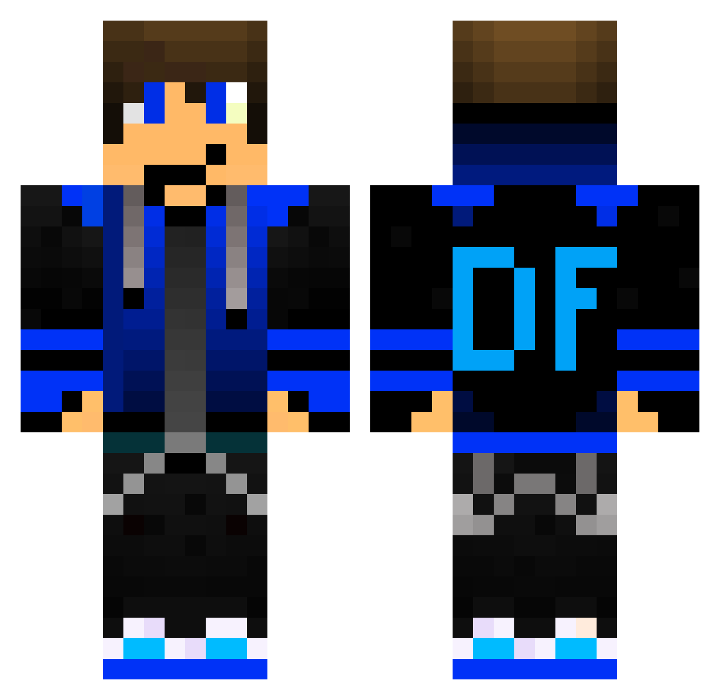 DeapforceTV Minecraft skin, front and back view
