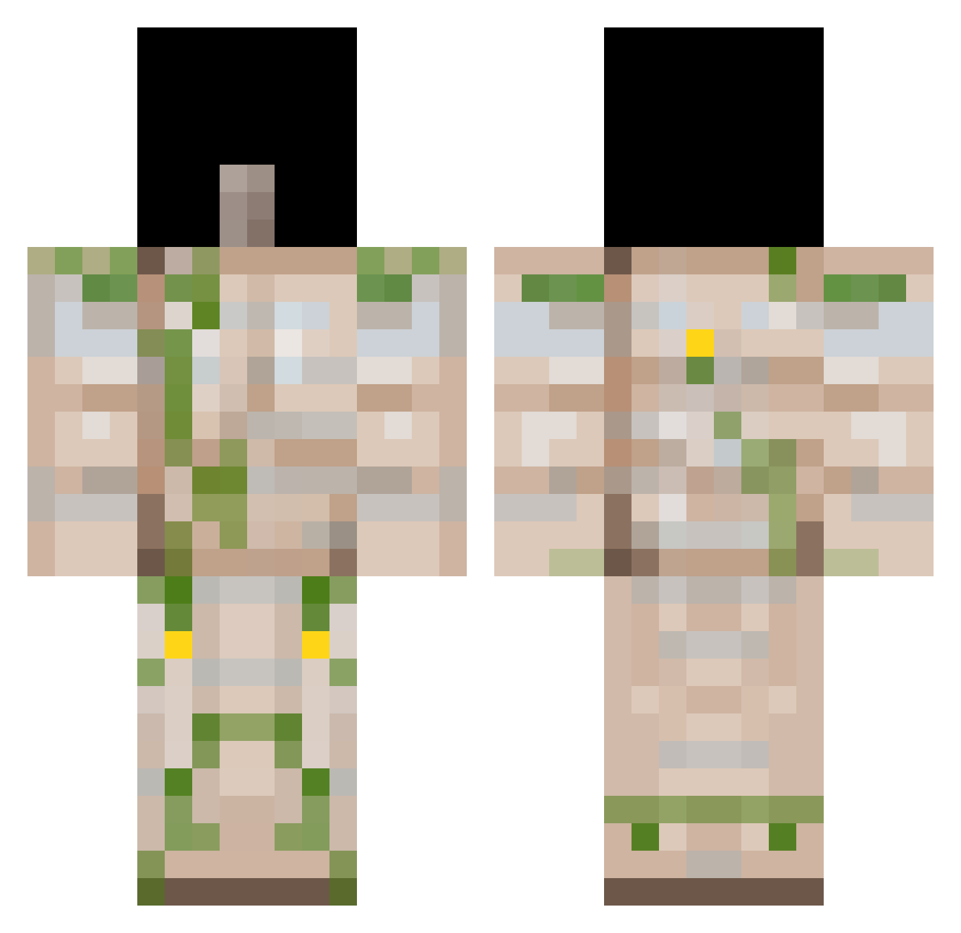 Bobby69 Minecraft skin, front and back view