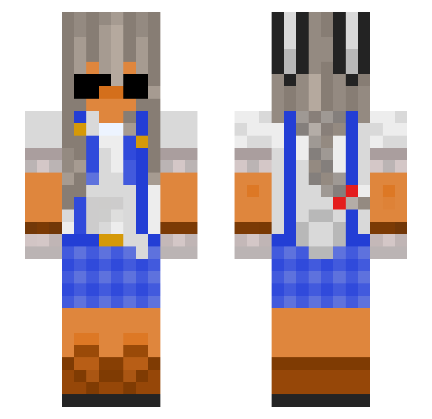 Coelia Minecraft skin, front and back view