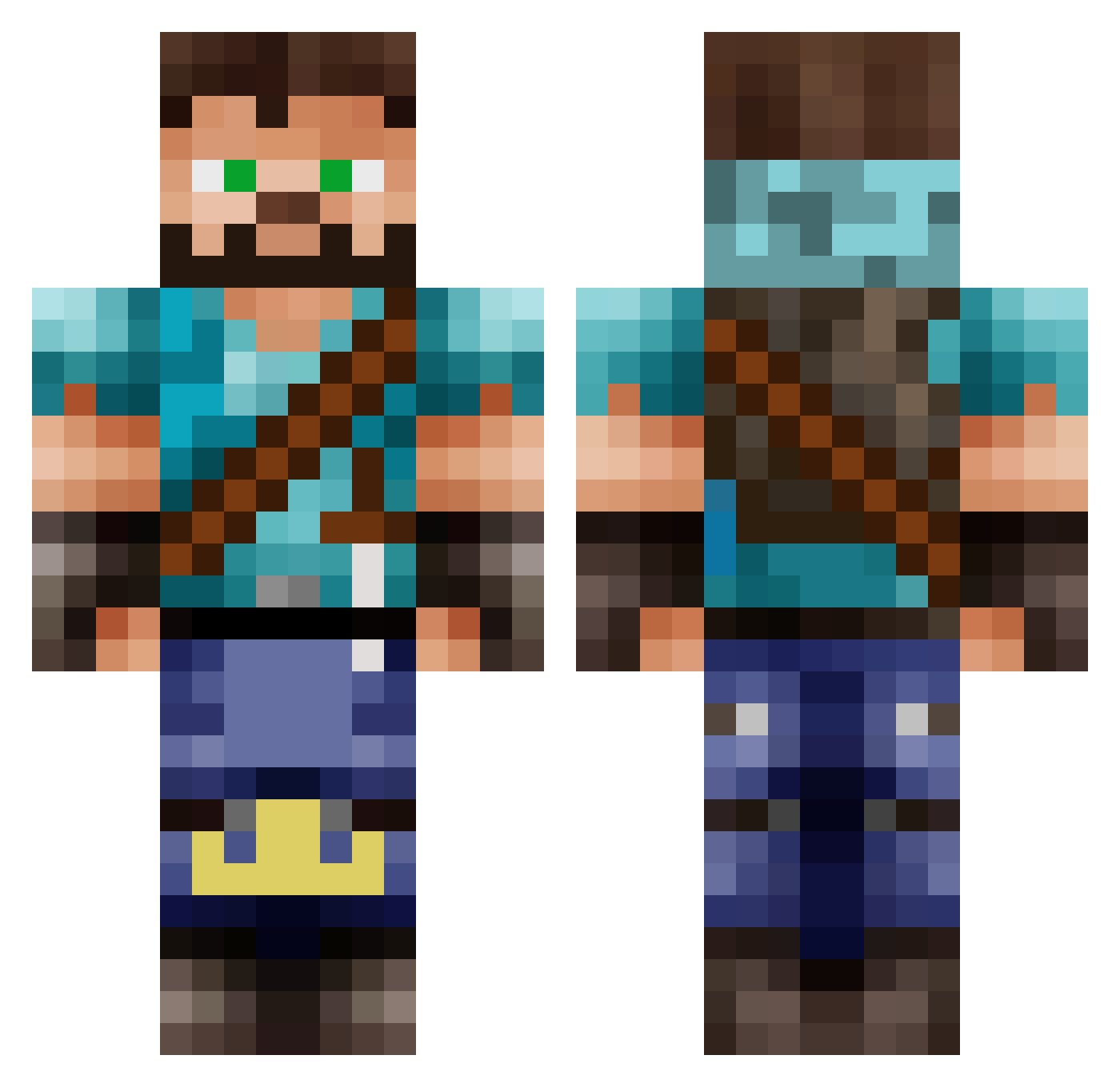 sh8e Minecraft skin, front and back view