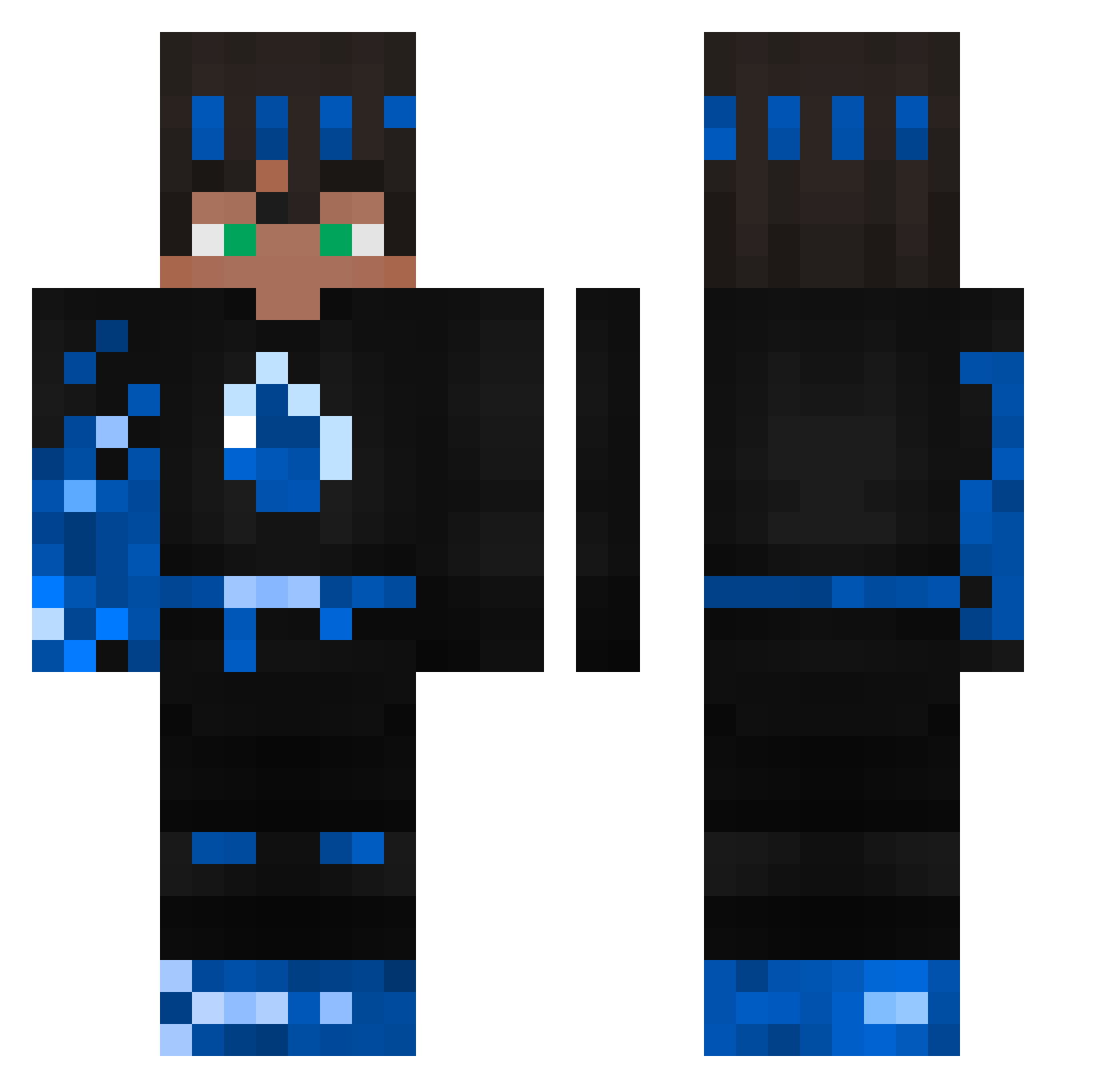 Timepage Minecraft skin, front and back view