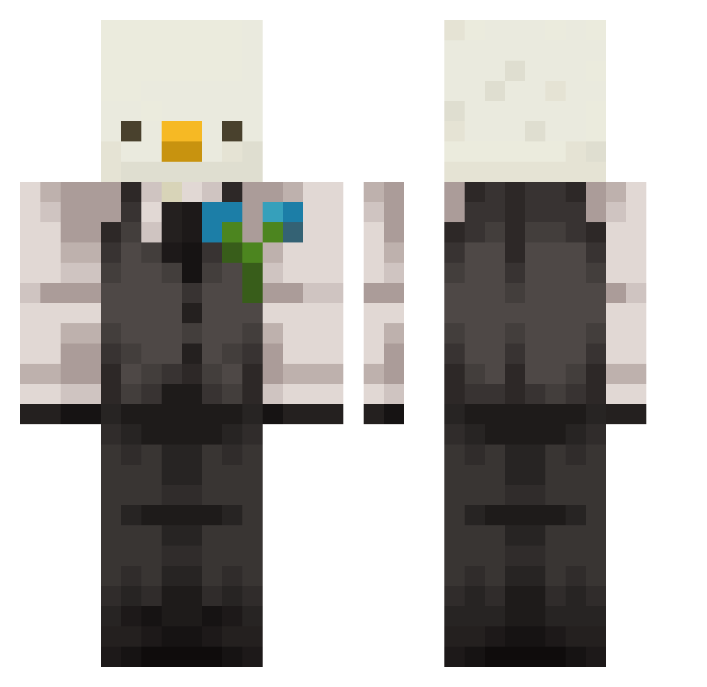 ItsGurra Minecraft skin, front and back view