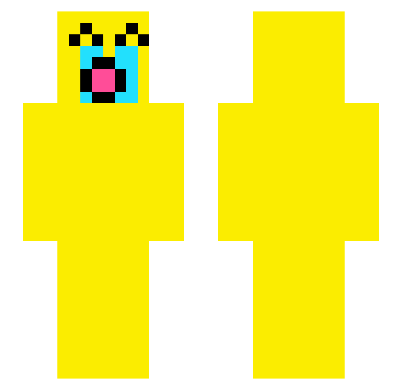 sadness Minecraft skin, front and back view
