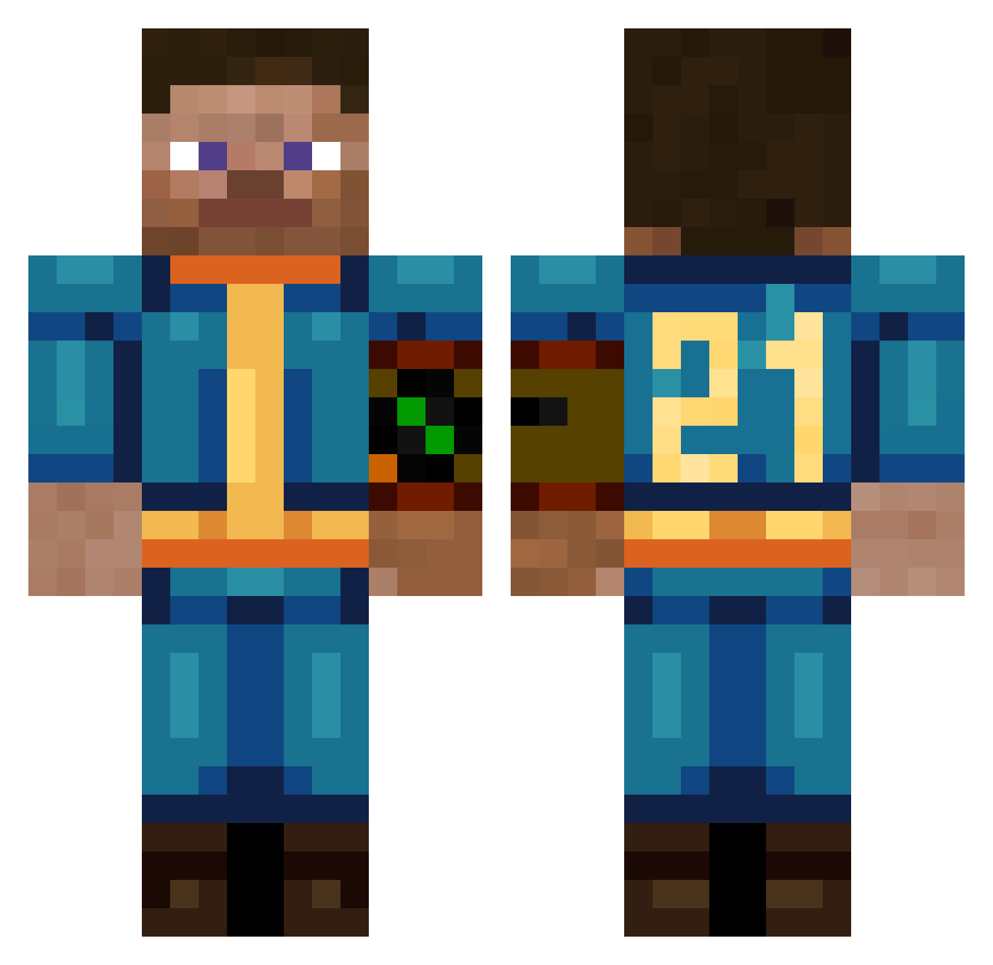 Milwad Minecraft skin, front and back view