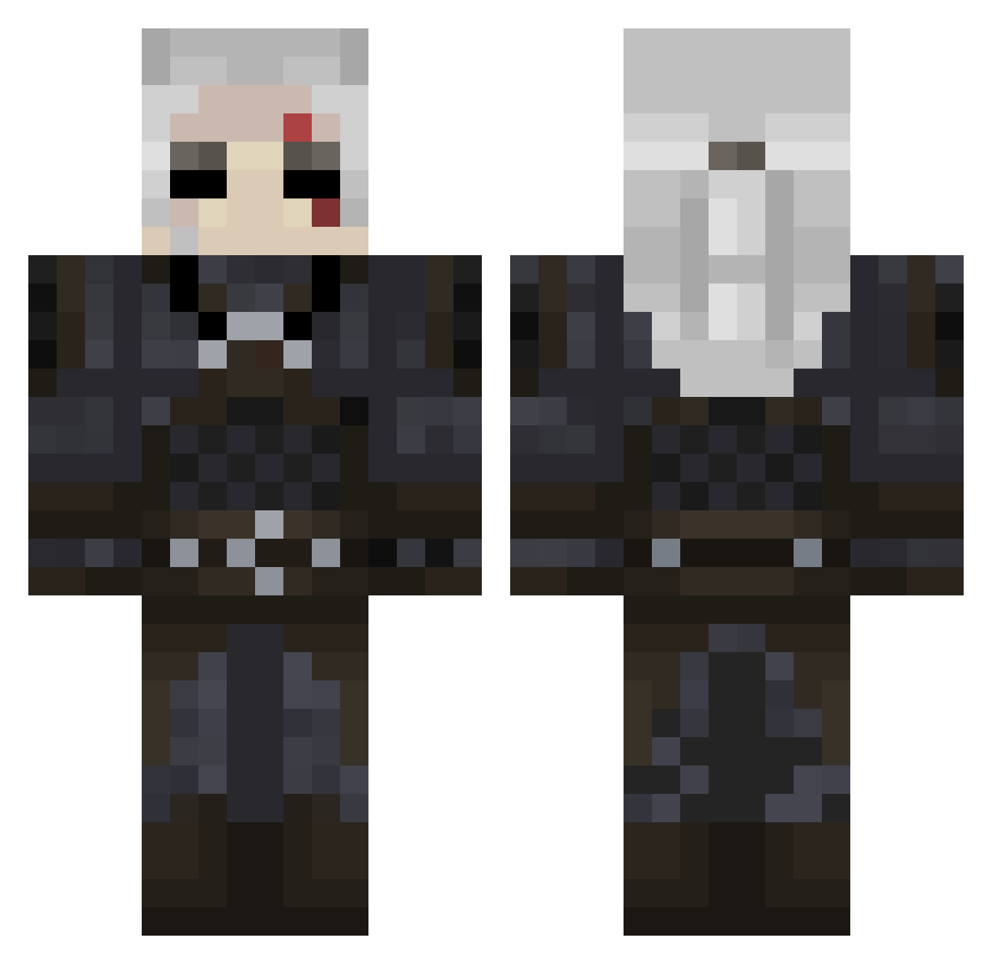 Elhugotes Minecraft skin, front and back view