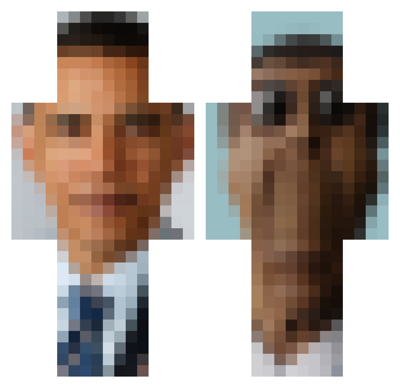 jerklebron55 Minecraft skin, front and back view