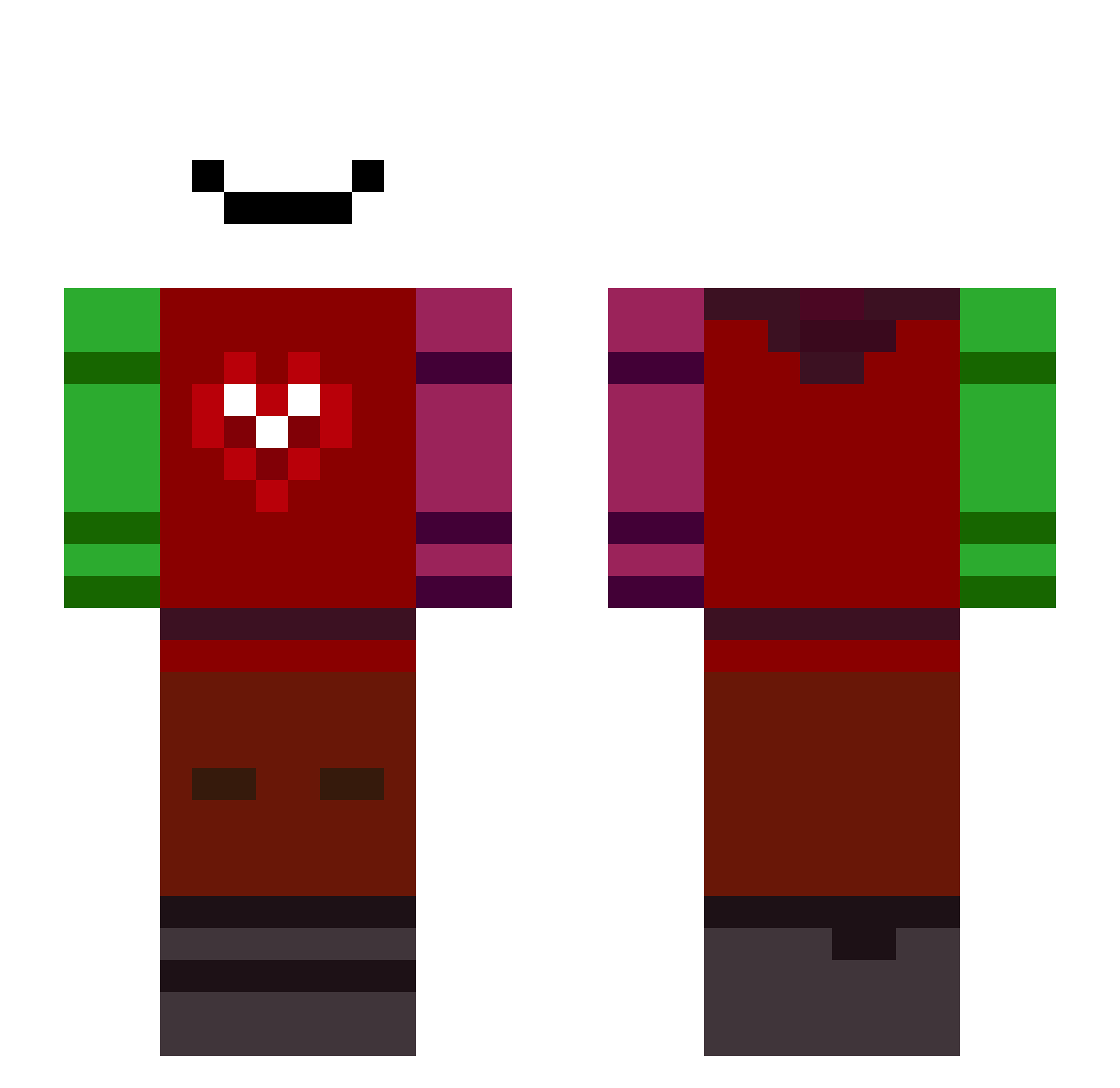 FilipG Minecraft skin, front and back view