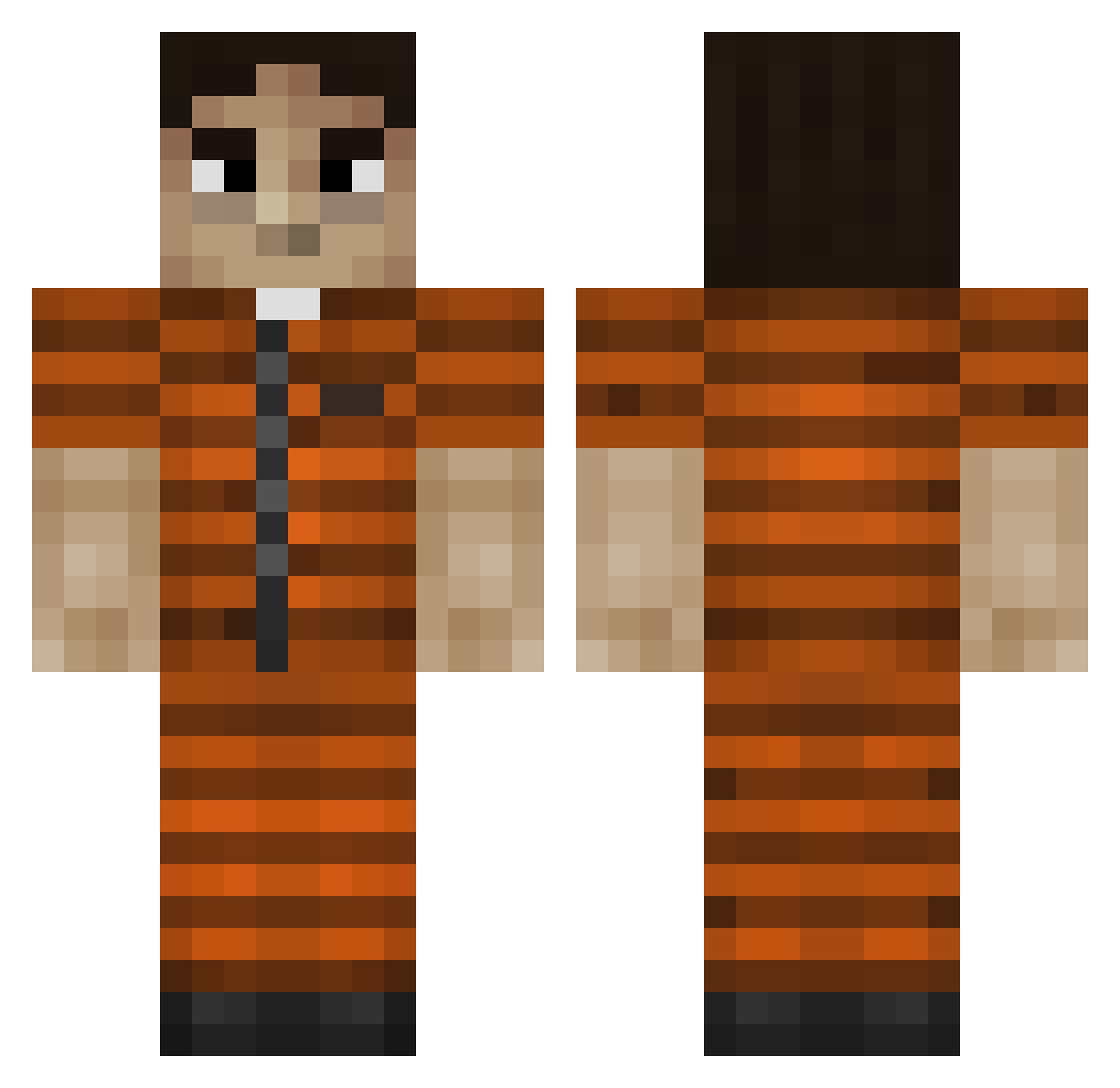 taxless Minecraft skin, front and back view
