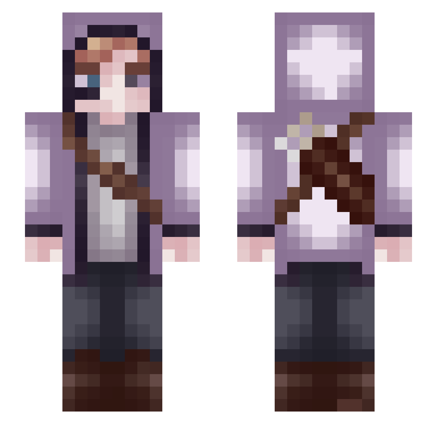 claymchasser Minecraft skin, front and back view