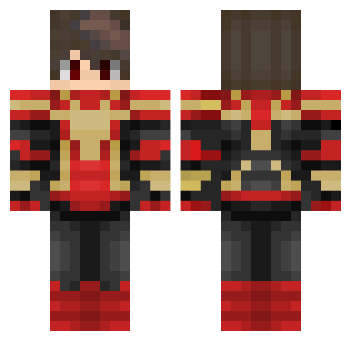 Bloodynoggin2 Minecraft skin, front and back view