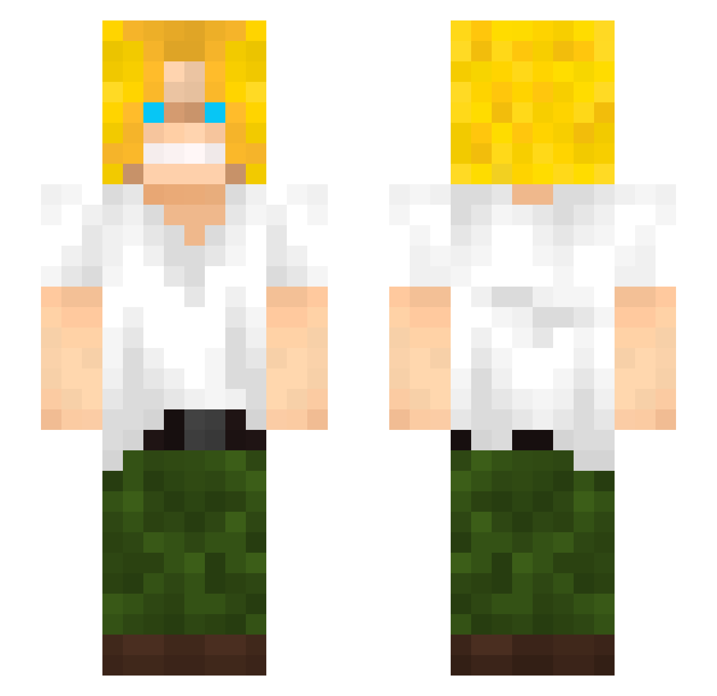 Bouzelouf974 Minecraft skin, front and back view