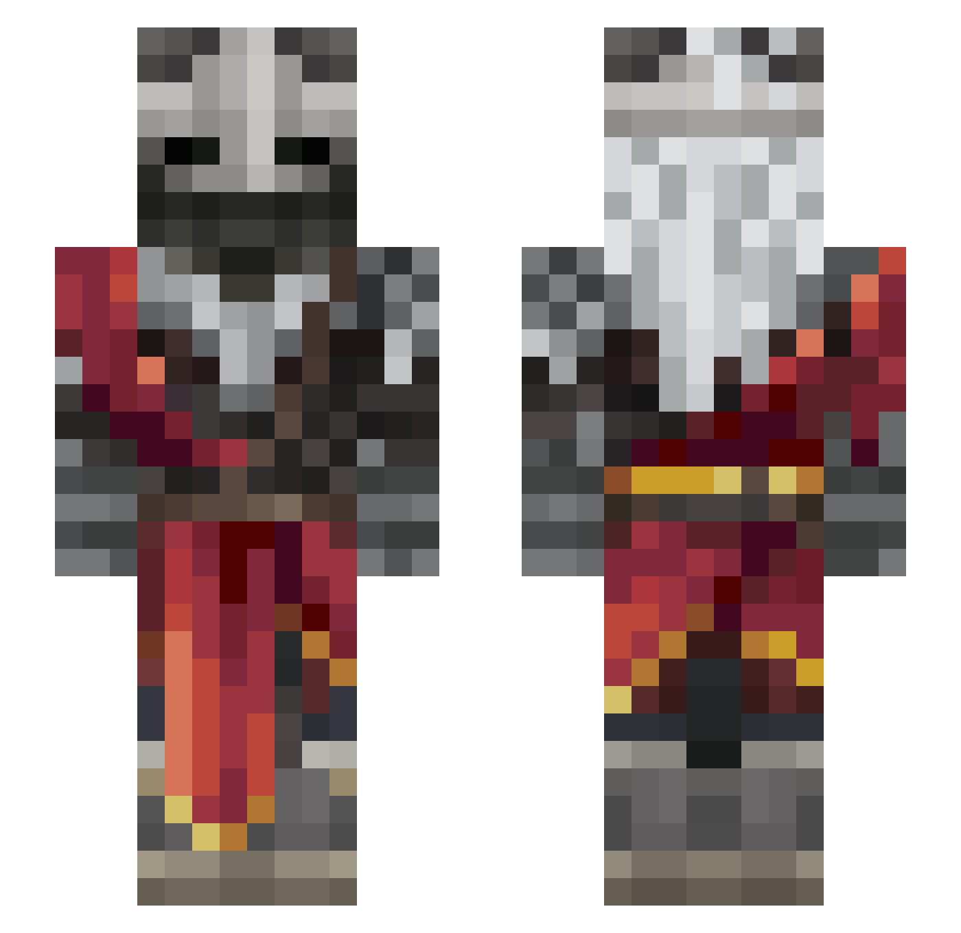 viciousOW Minecraft skin, front and back view