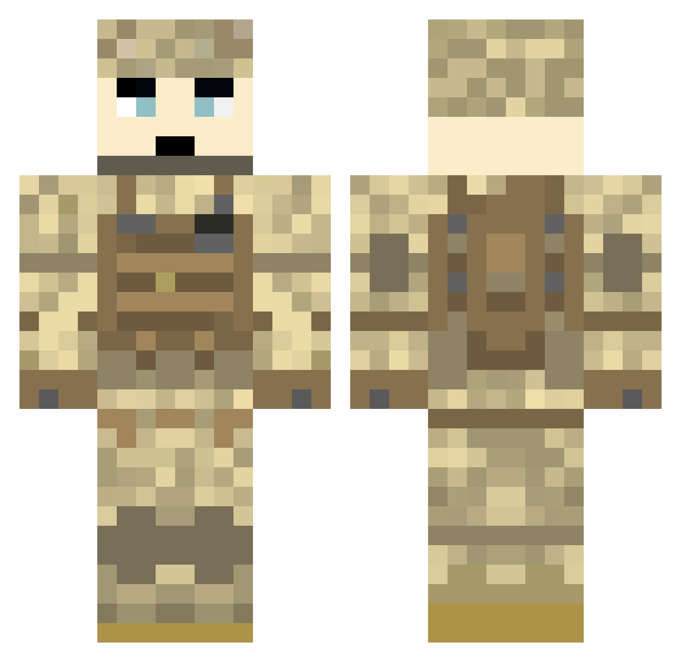WrothBean Minecraft skin, front and back view