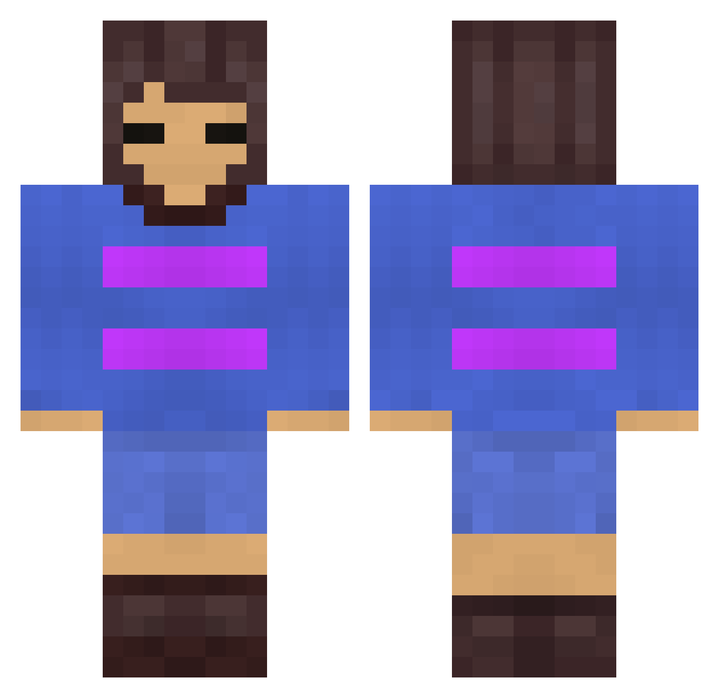 RavenBirdMC Minecraft skin, front and back view