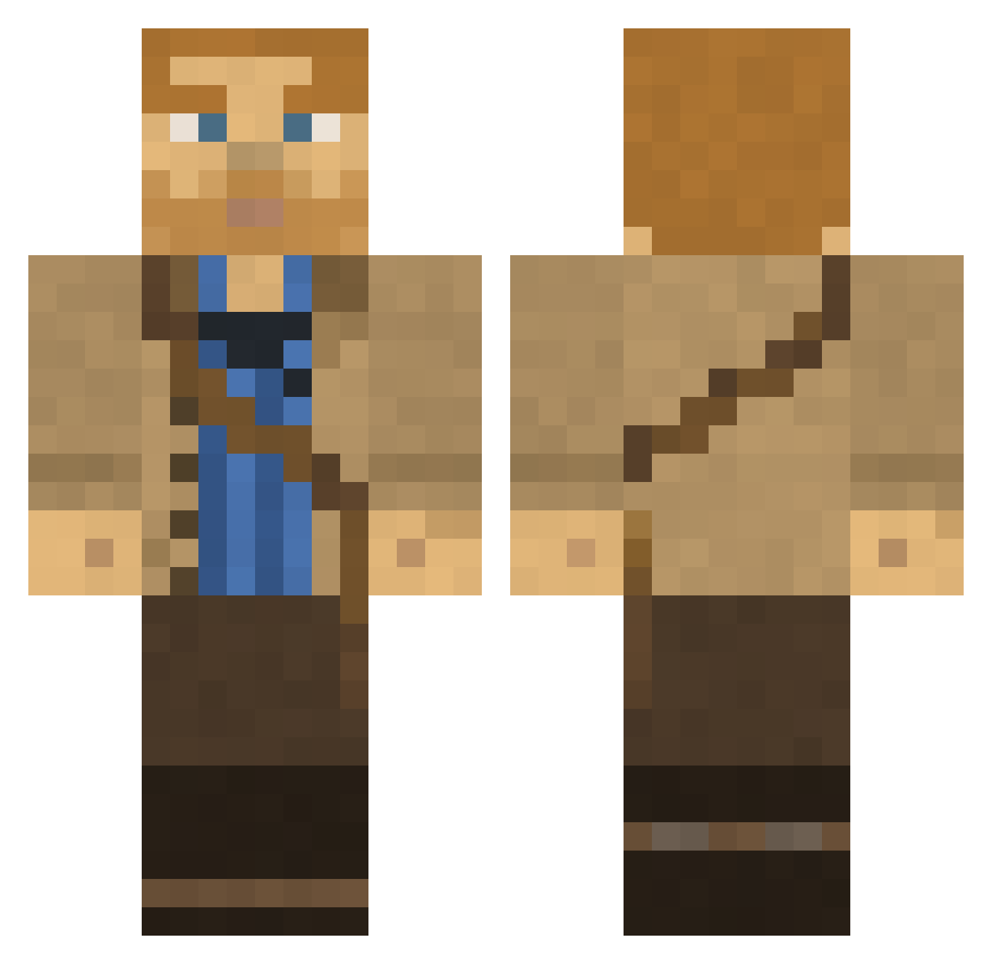 Hudstrr Minecraft skin, front and back view