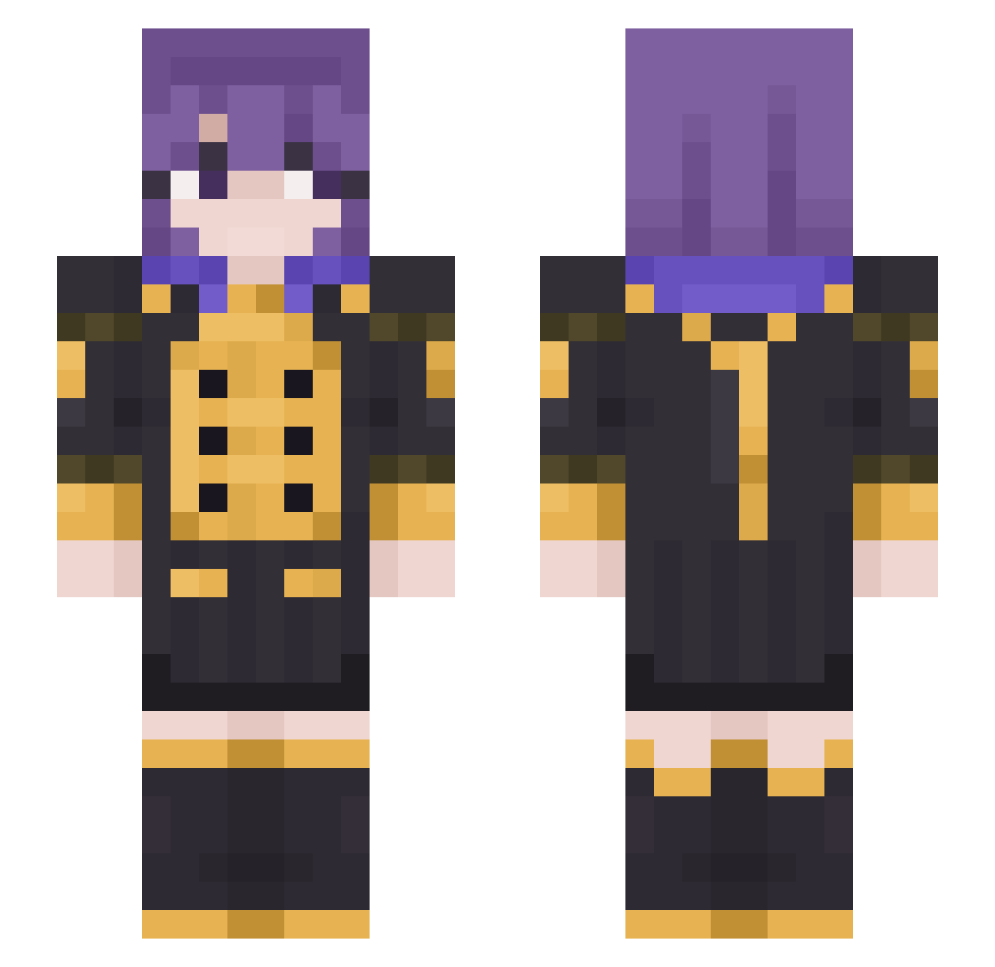 Estues46 Minecraft skin, front and back view