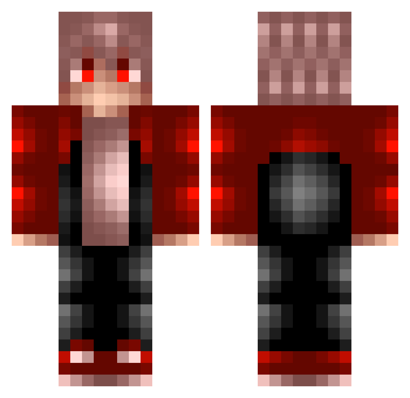 RedPhanter Minecraft skin, front and back view