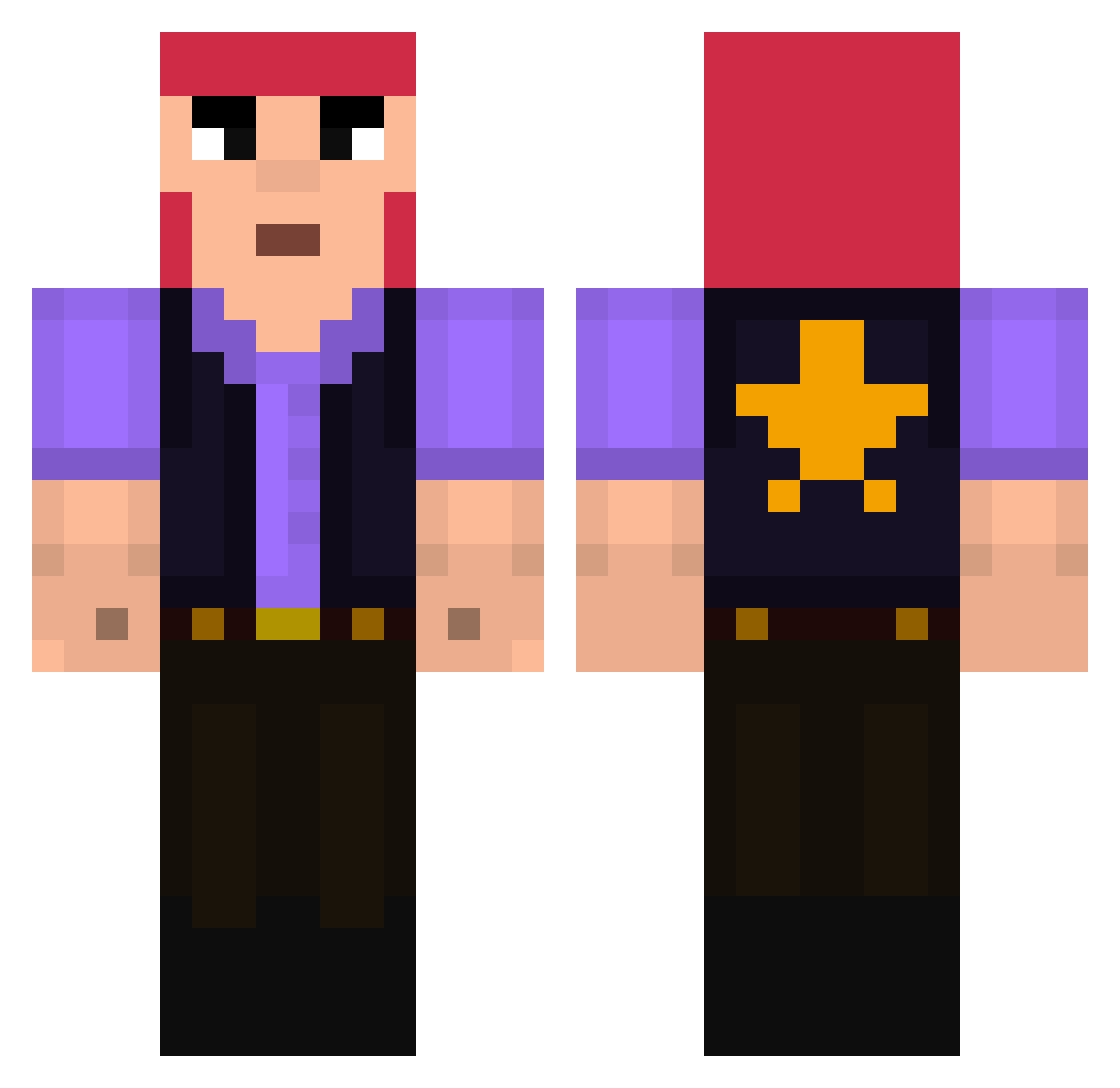 Shardy Minecraft skin, front and back view