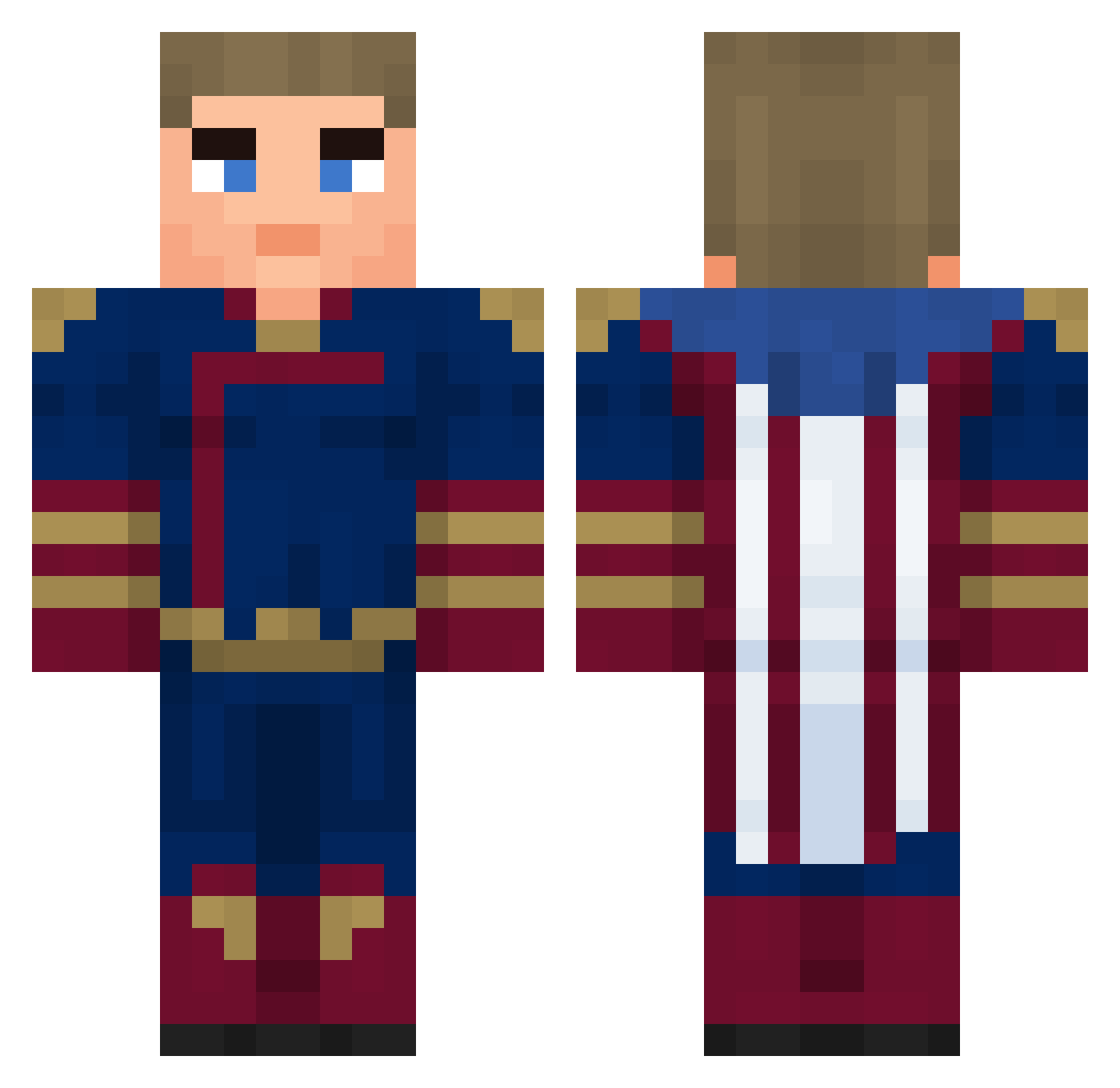 Amogus574 Minecraft skin, front and back view