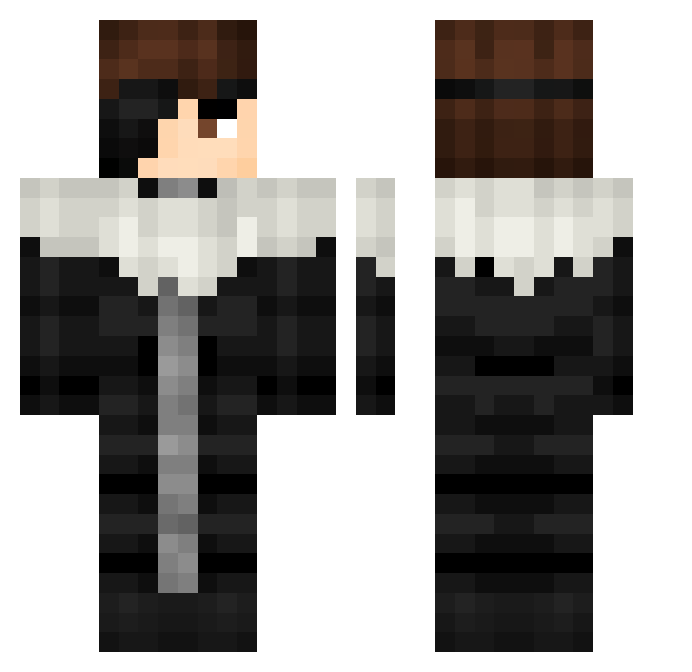 JDS2019 Minecraft skin, front and back view