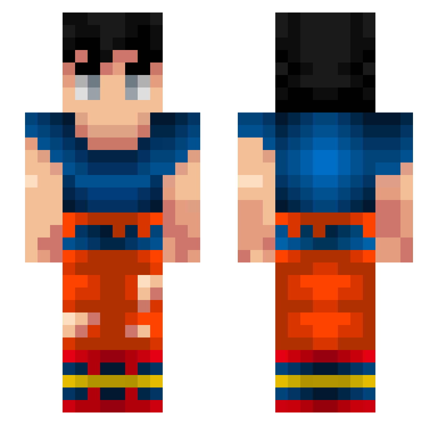 zezuo Minecraft skin, front and back view