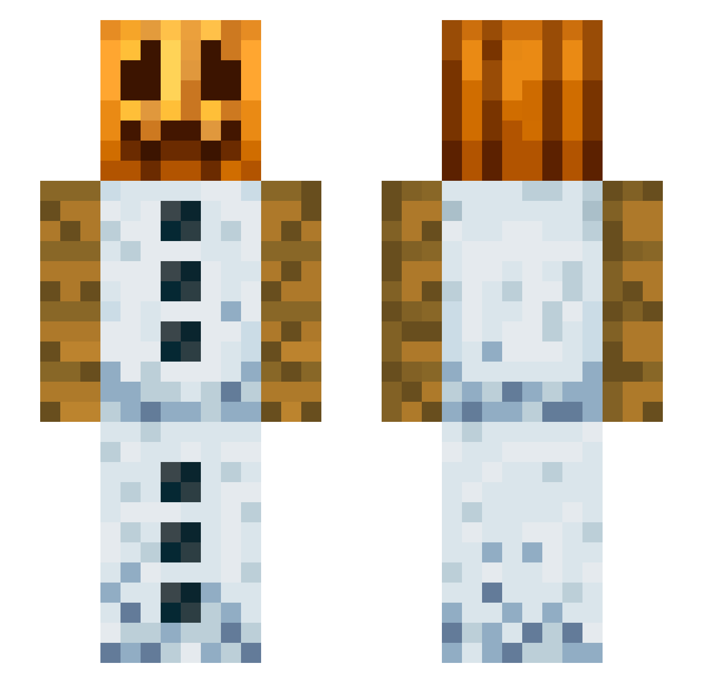Catcheee Minecraft skin, front and back view