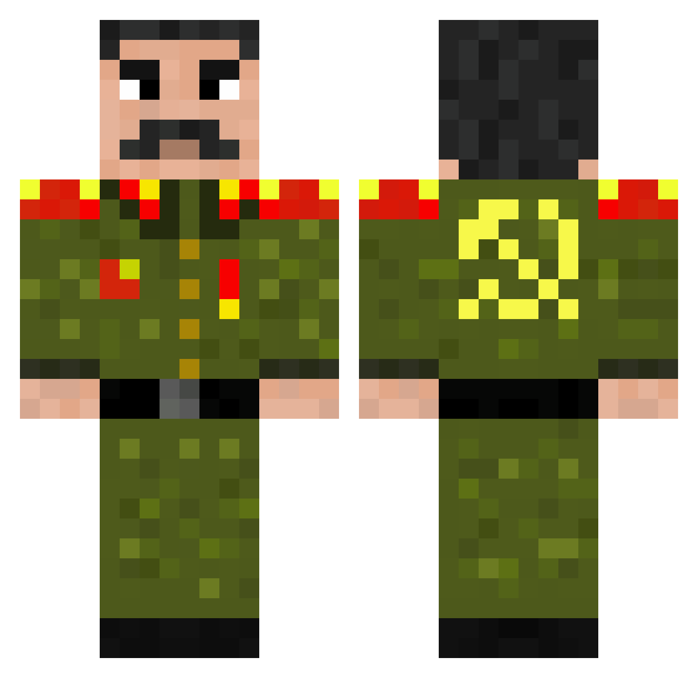 KimchiPvP Minecraft skin, front and back view