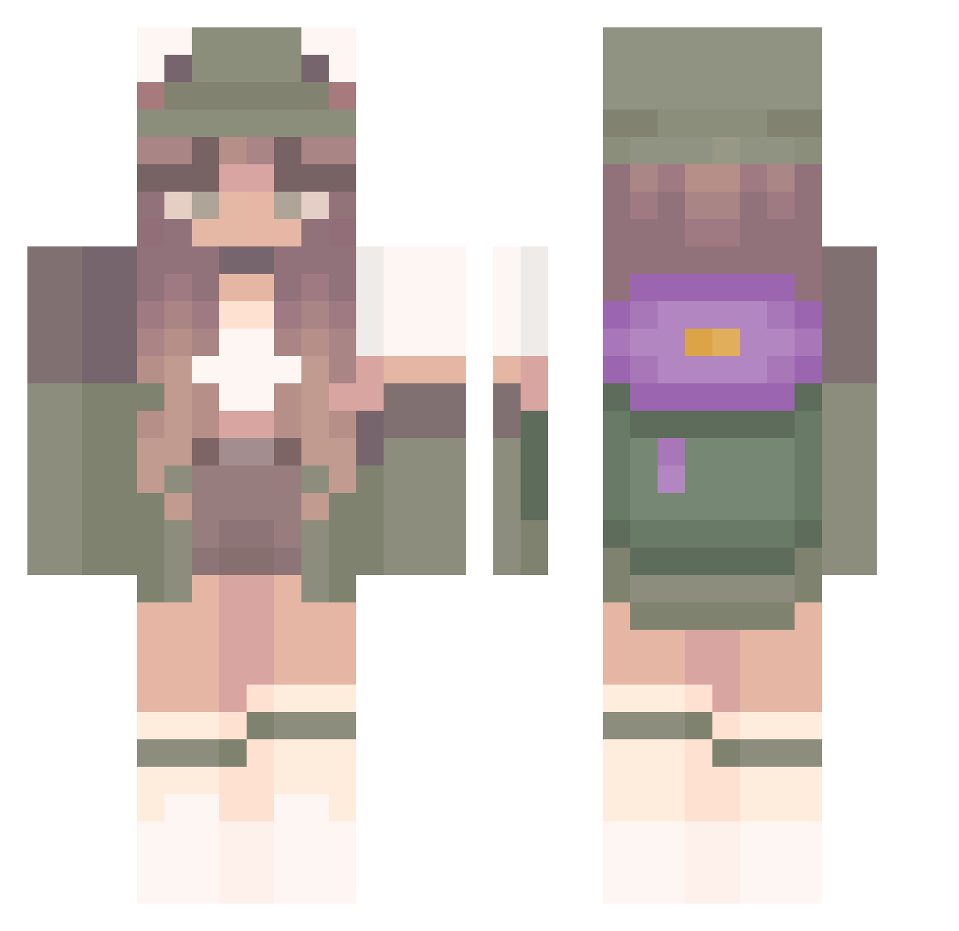 Raileys Minecraft skin, front and back view