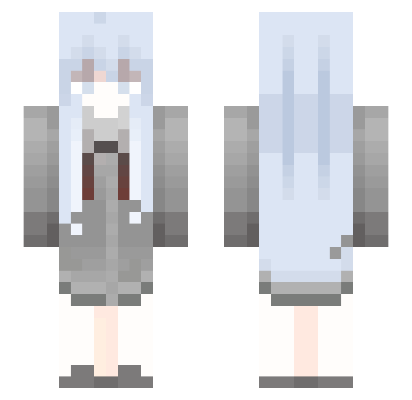 AriaaMath Minecraft skin, front and back view