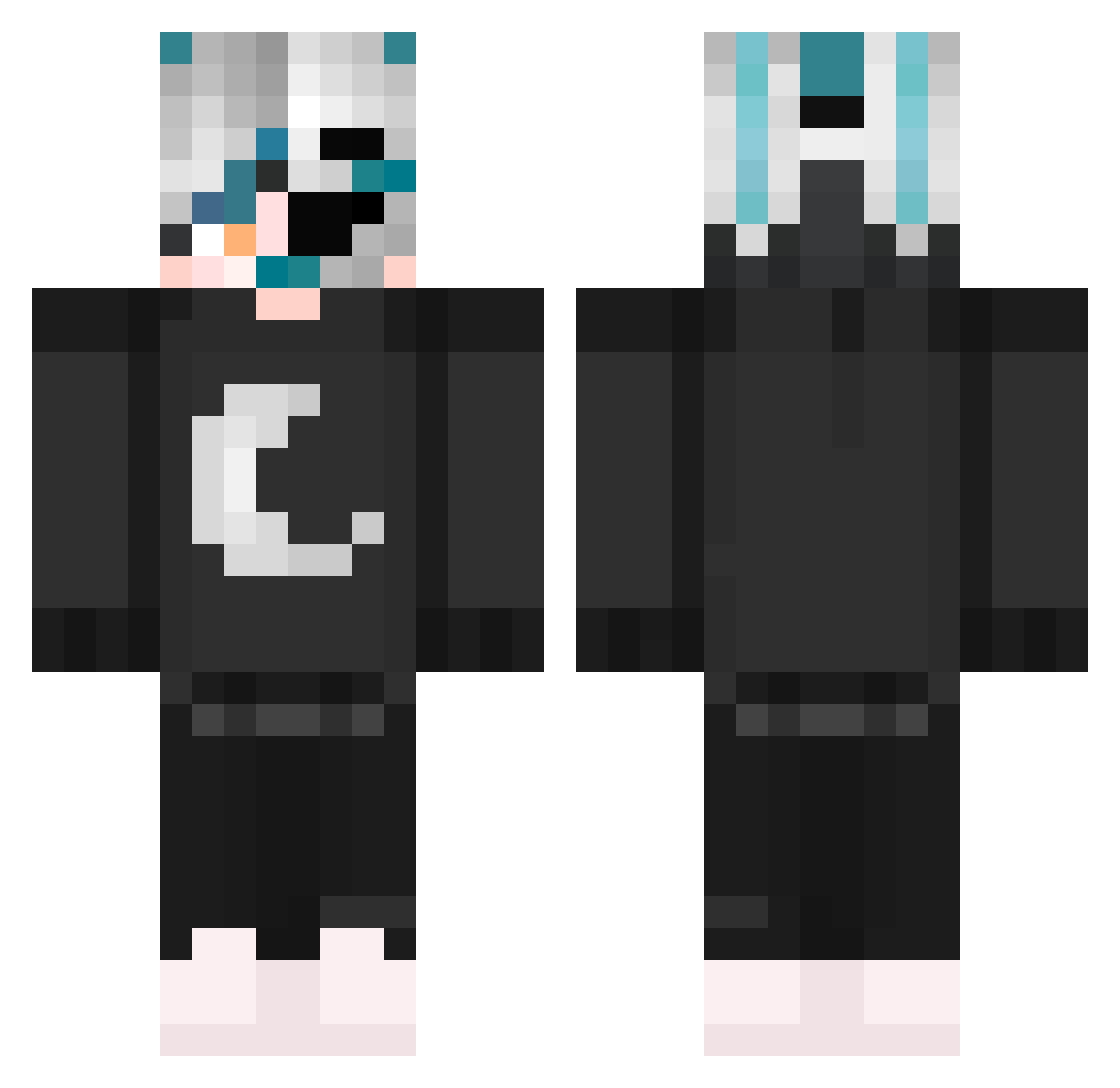 HerzSteine Minecraft skin, front and back view
