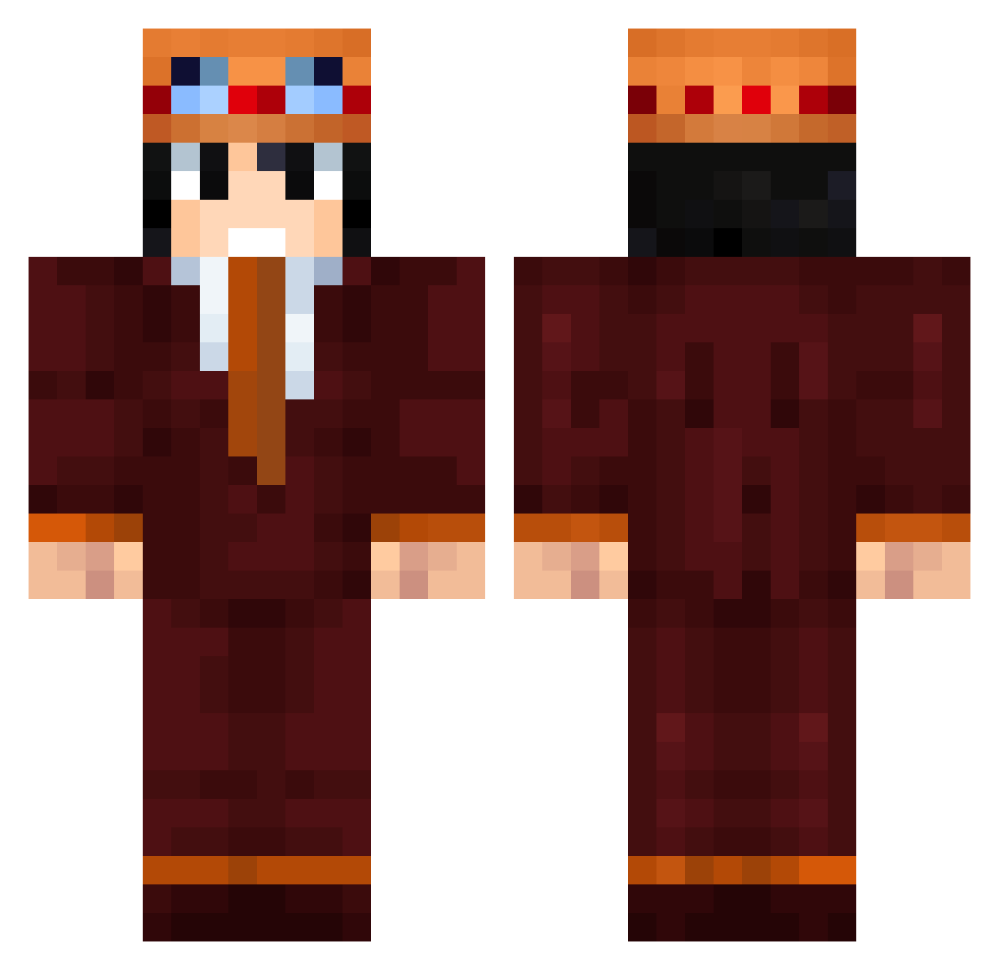 analphabetic Minecraft skin, front and back view