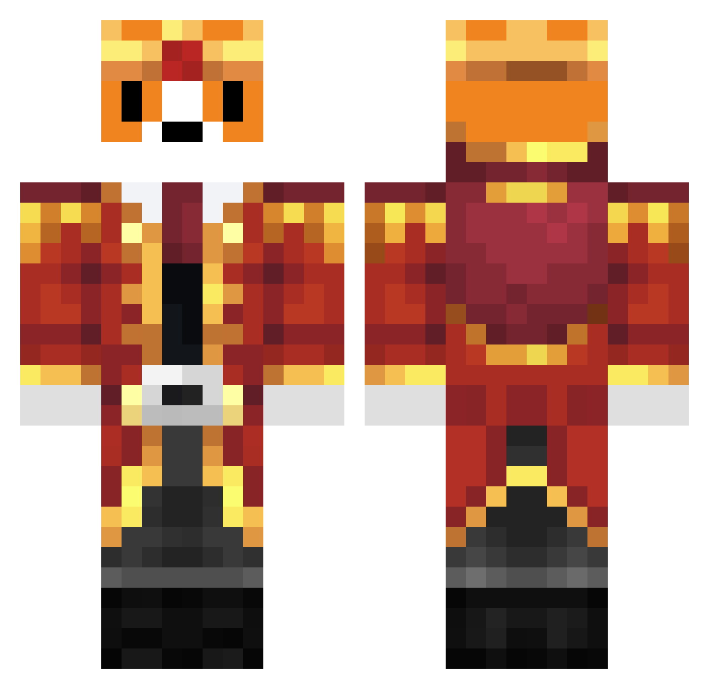 Cr1spyBacon8r Minecraft skin, front and back view