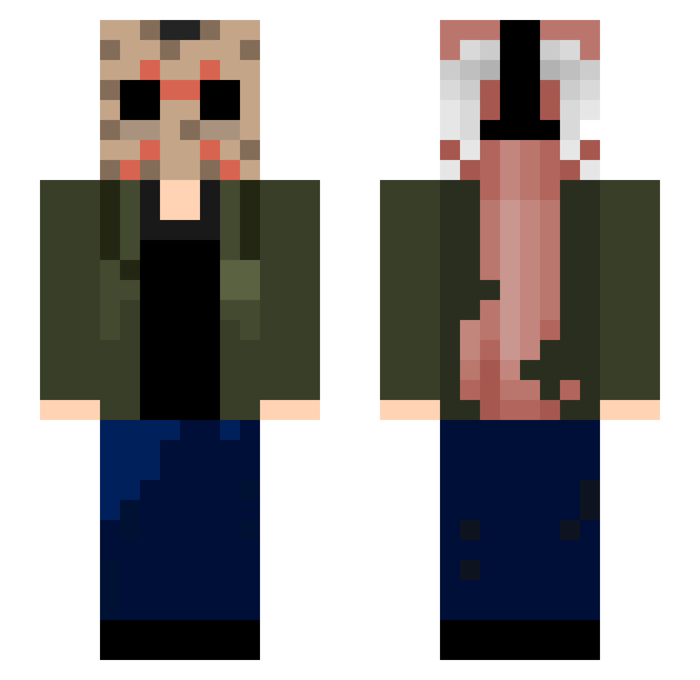camprty Minecraft skin, front and back view