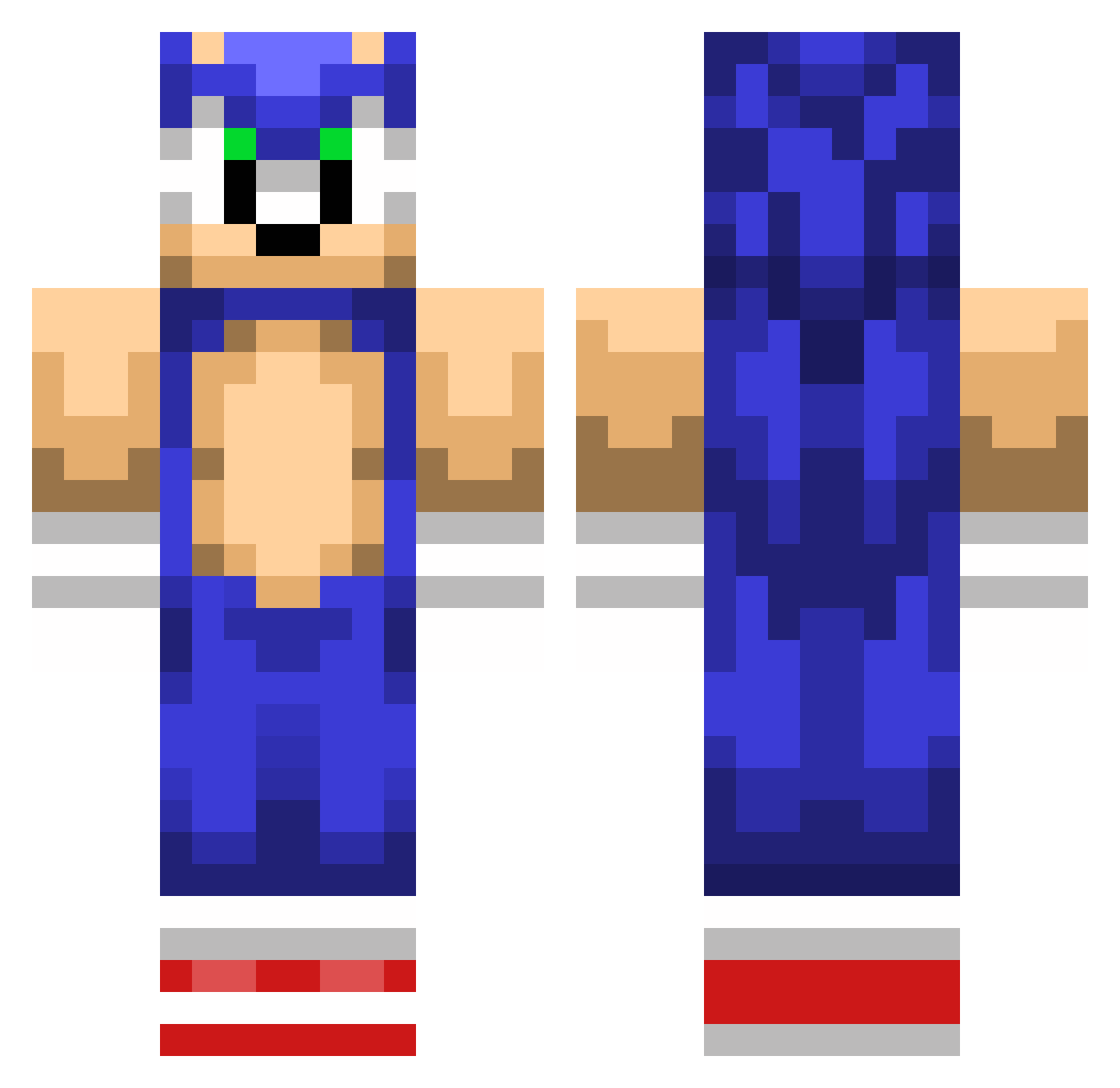 Ranted Minecraft skin, front and back view