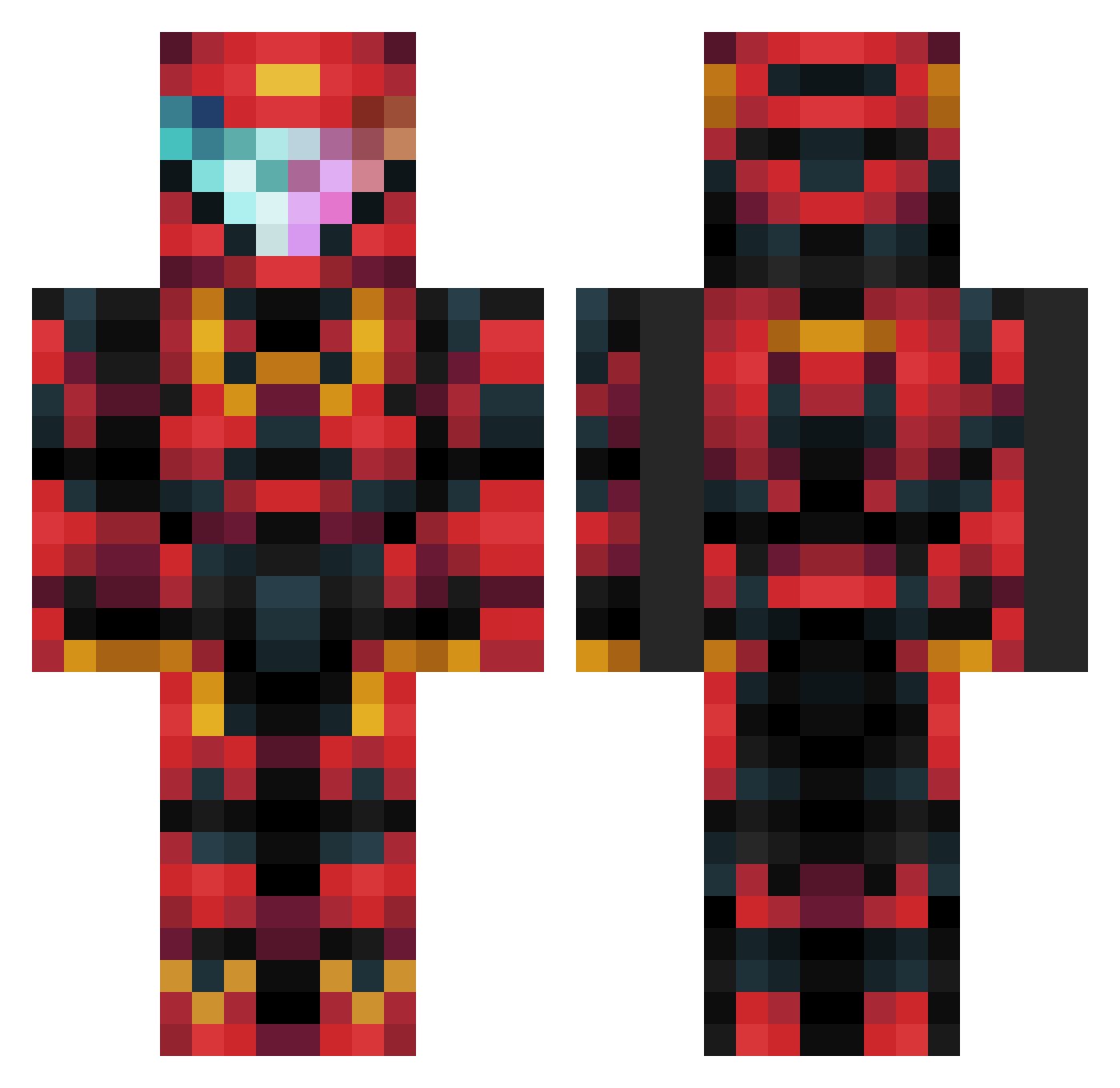 Patriiks Minecraft skin, front and back view